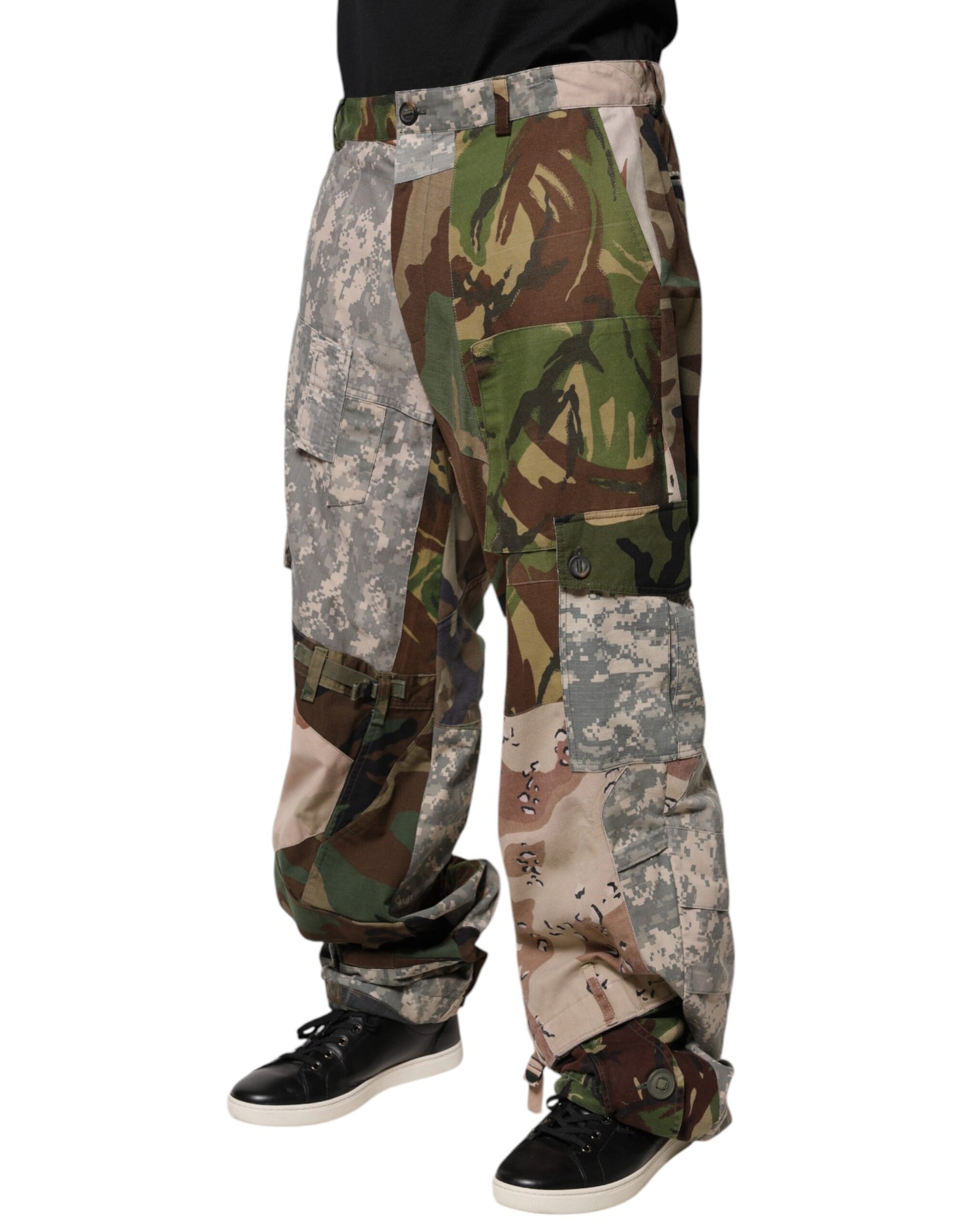 Dolce & Gabbana Multicolor Patchwork Camouflage Cargo Pants | Regal Royce