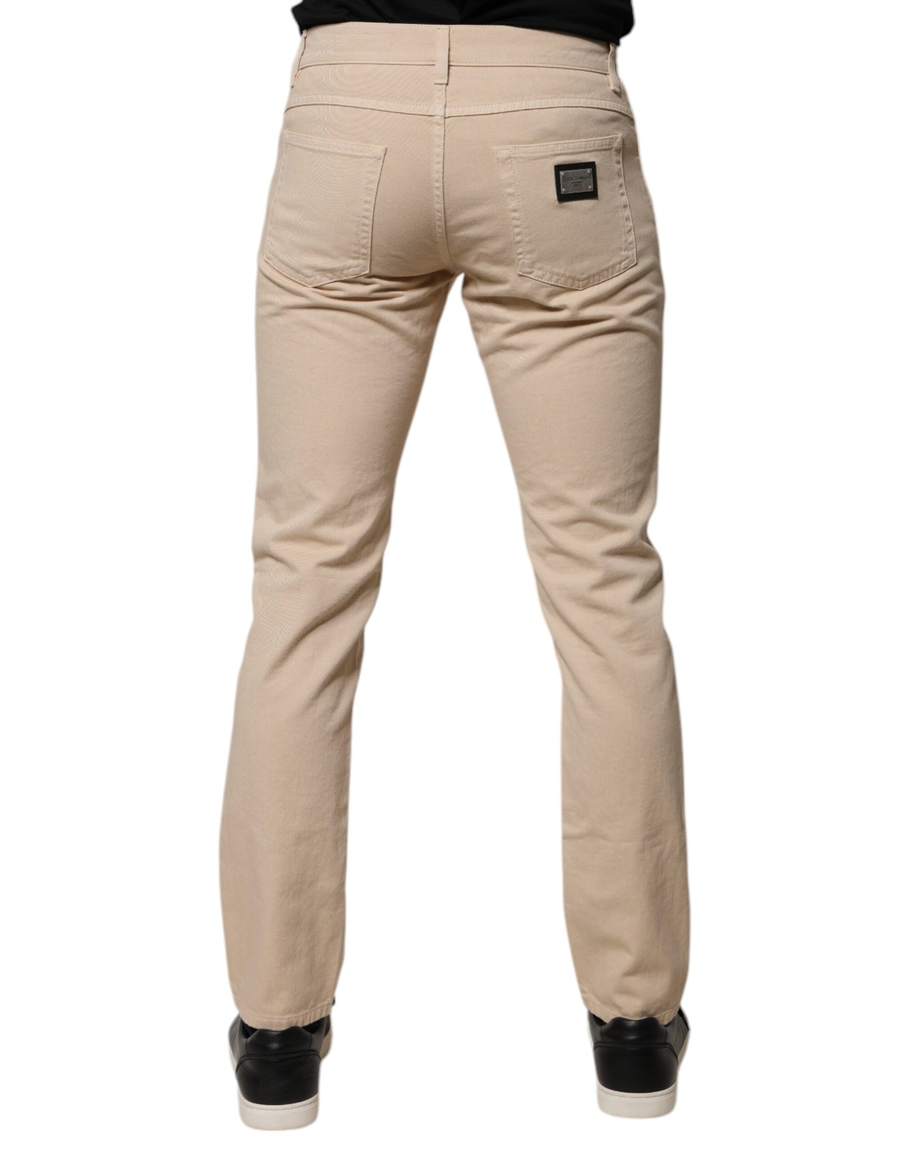 Dolce & Gabbana Beige Cotton Stretch Regular Men Denim Jeans | Regal Royce