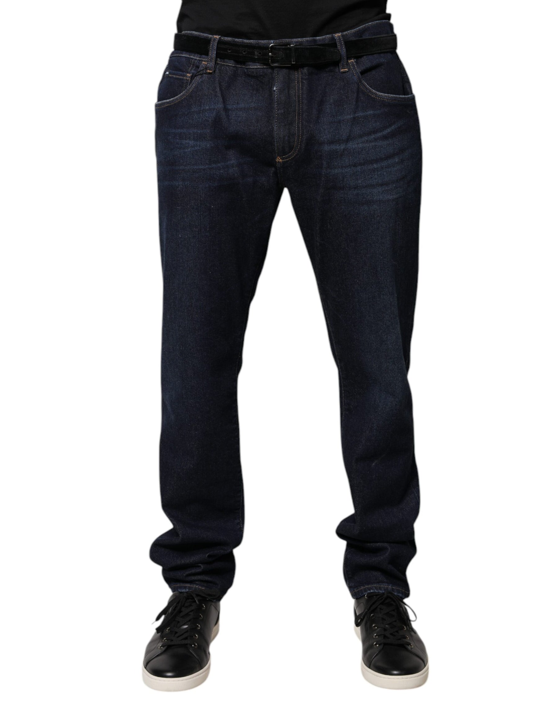 Dolce & Gabbana Dark Blue Cotton Skinny Denim Jeans | Regal Royce