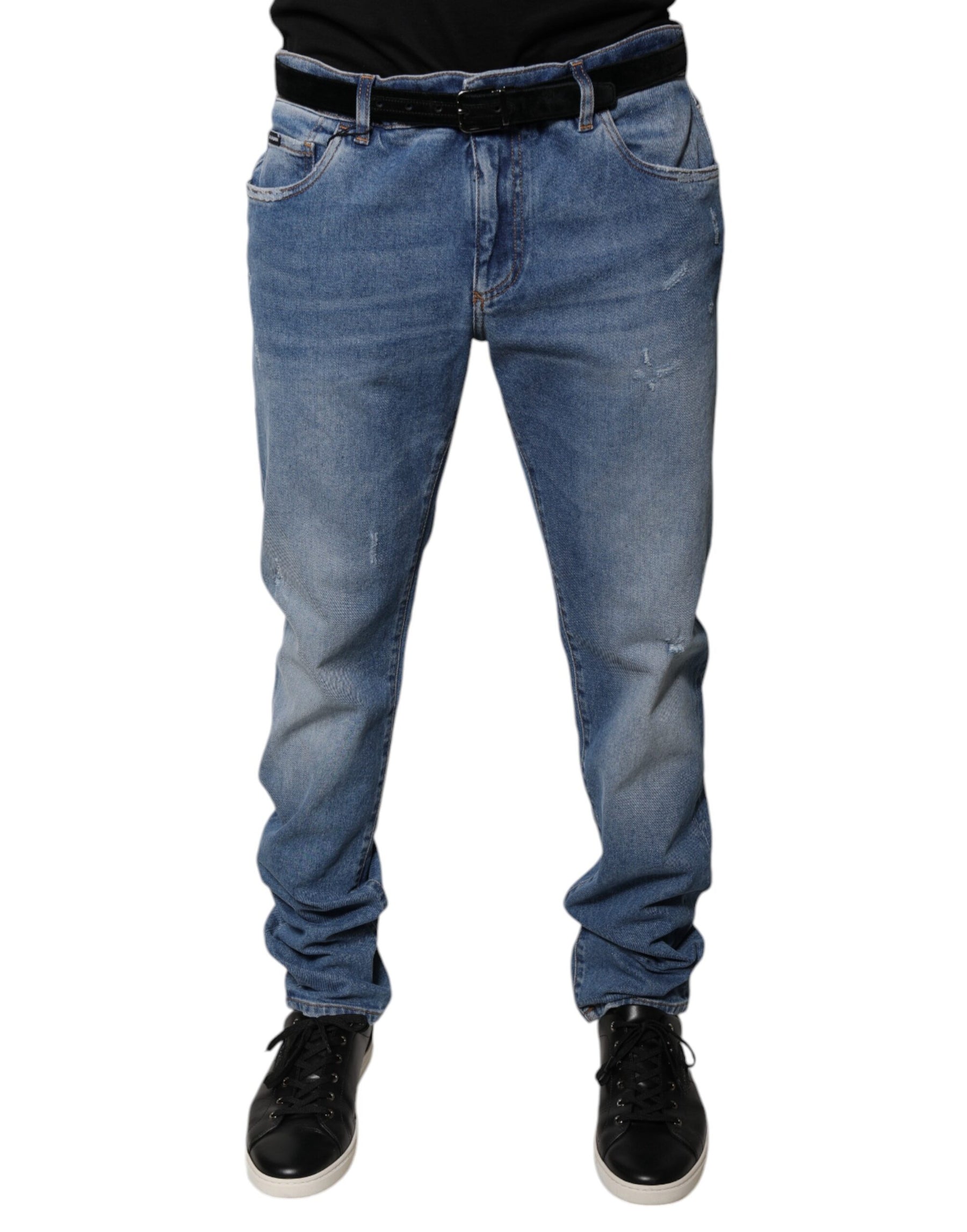 Dolce & Gabbana Light Blue Cotton Men Skinny Denim Jeans | Regal Royce