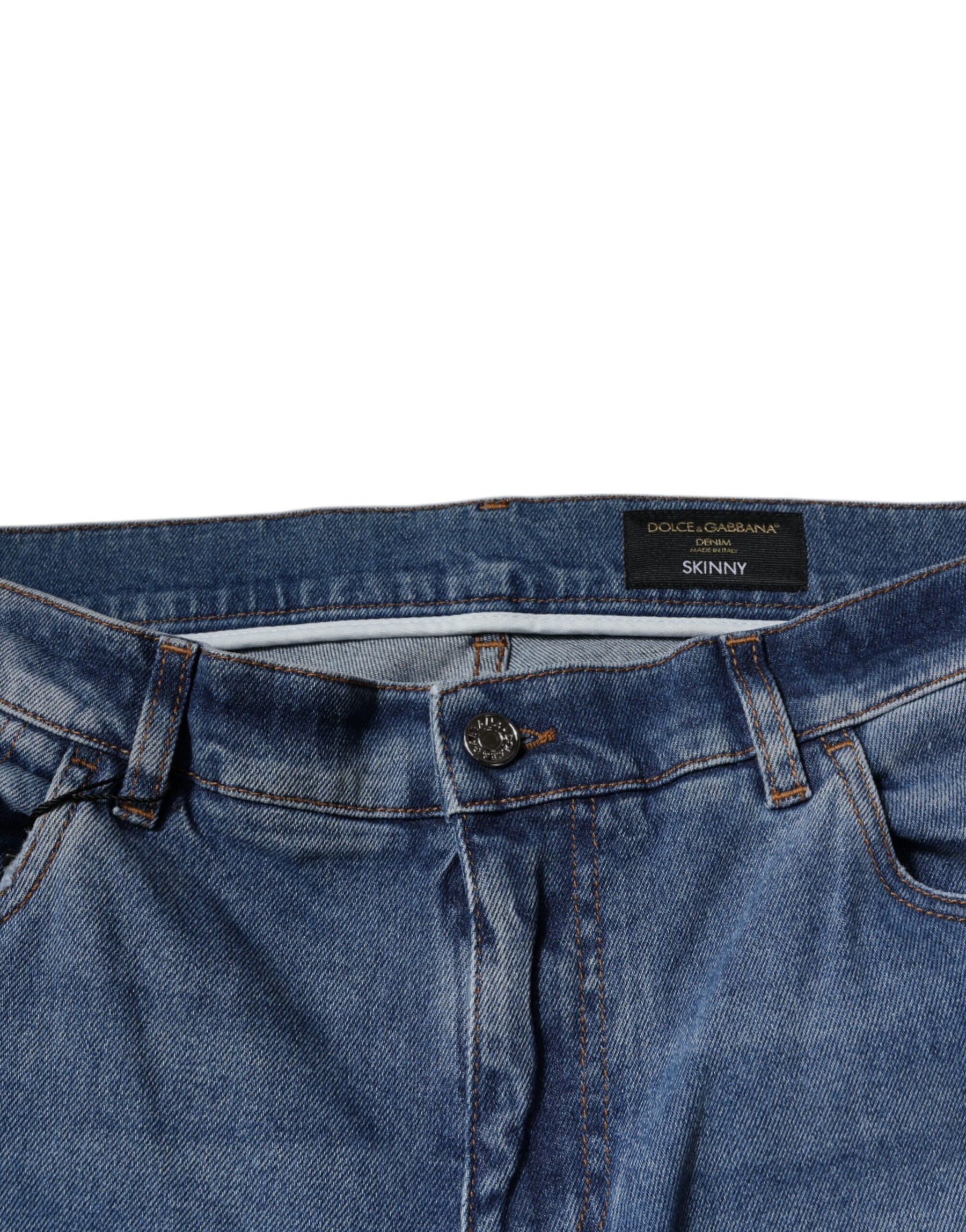 Dolce & Gabbana Light Blue Cotton Men Skinny Denim Jeans | Regal Royce