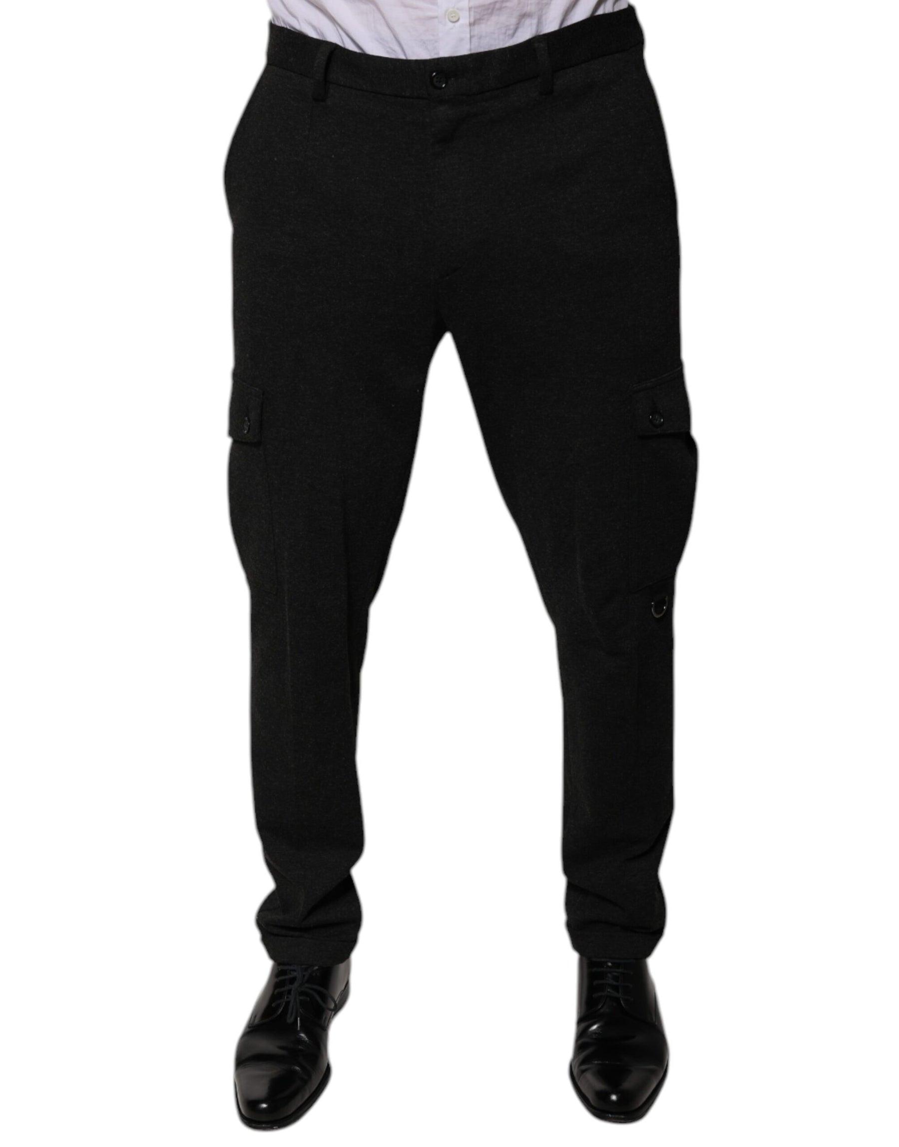 Dolce & Gabbana Black Viscose Cargo Men Casual Pants | Regal Royce