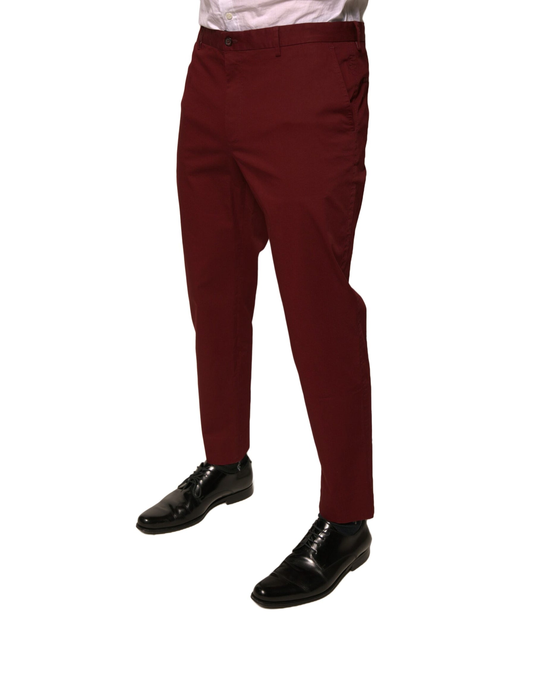 Dolce & Gabbana Maroon Cotton Men Skinny Dress Pants | Regal Royce