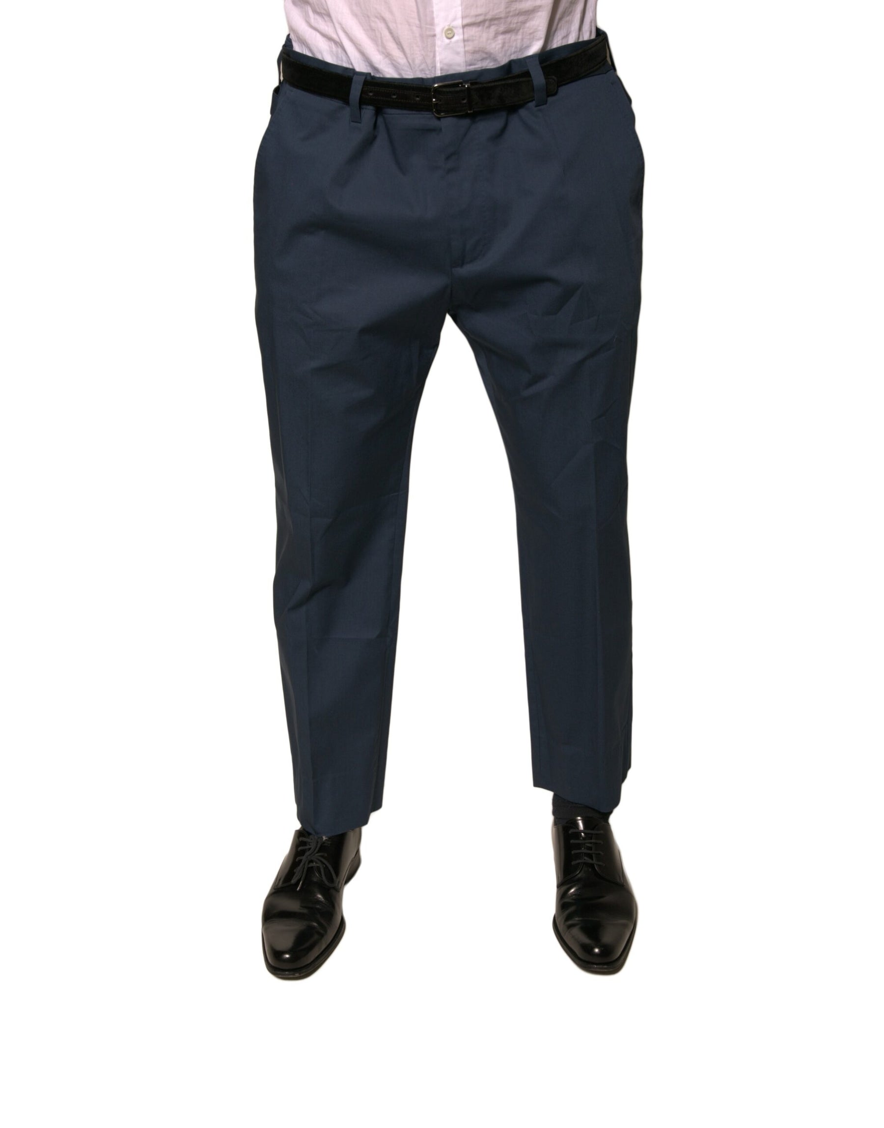 Dolce & Gabbana Blue Cotton Men Skinny Dress Pants | Regal Royce
