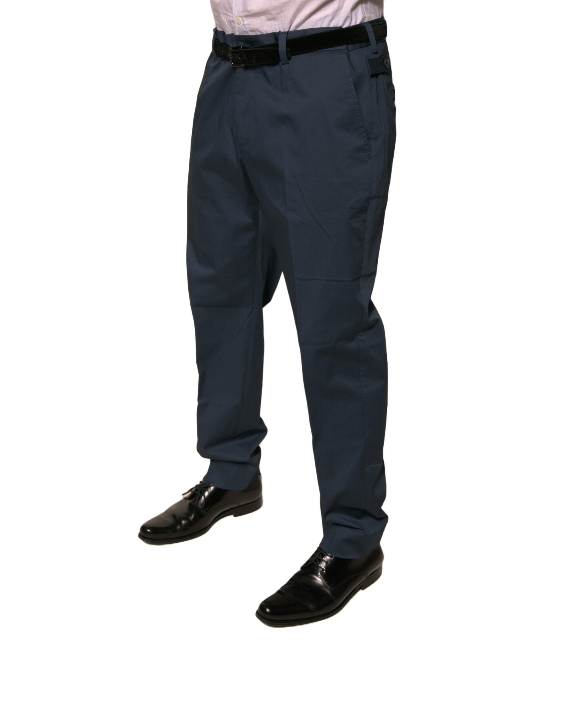 Dolce & Gabbana Dark Blue Cotton Stretch Skinny Men Dress Pants | Regal Royce