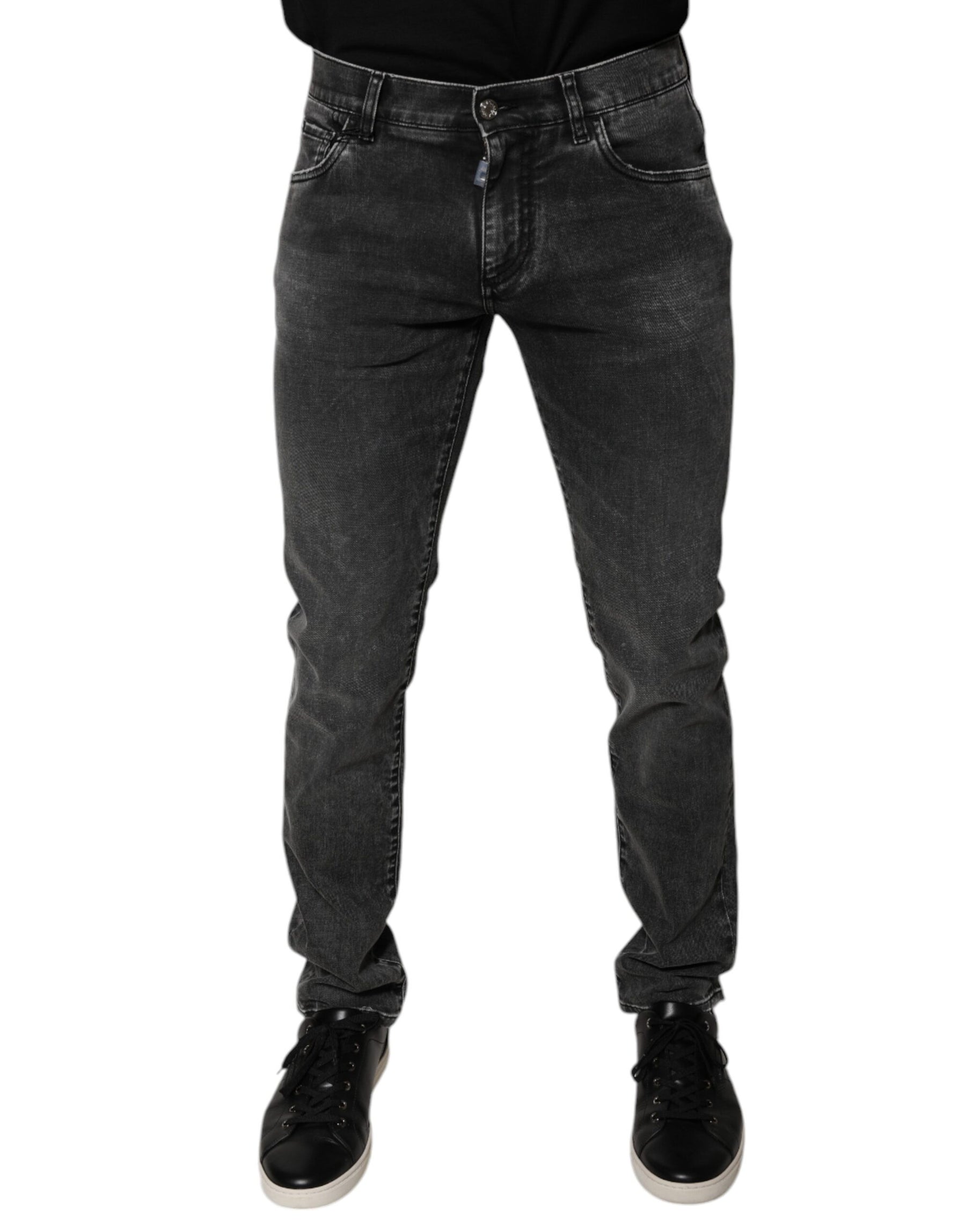 Dolce & Gabbana Black Logo Cotton Stretch Skinny Denim Pants | Regal Royce