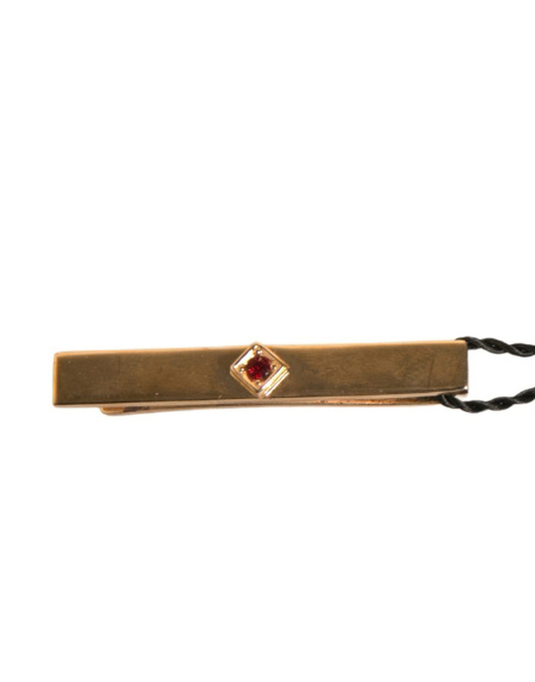 Dolce & Gabbana Gold Tone Brass Crystal Branded Tie Clip Bar | Regal Royce
