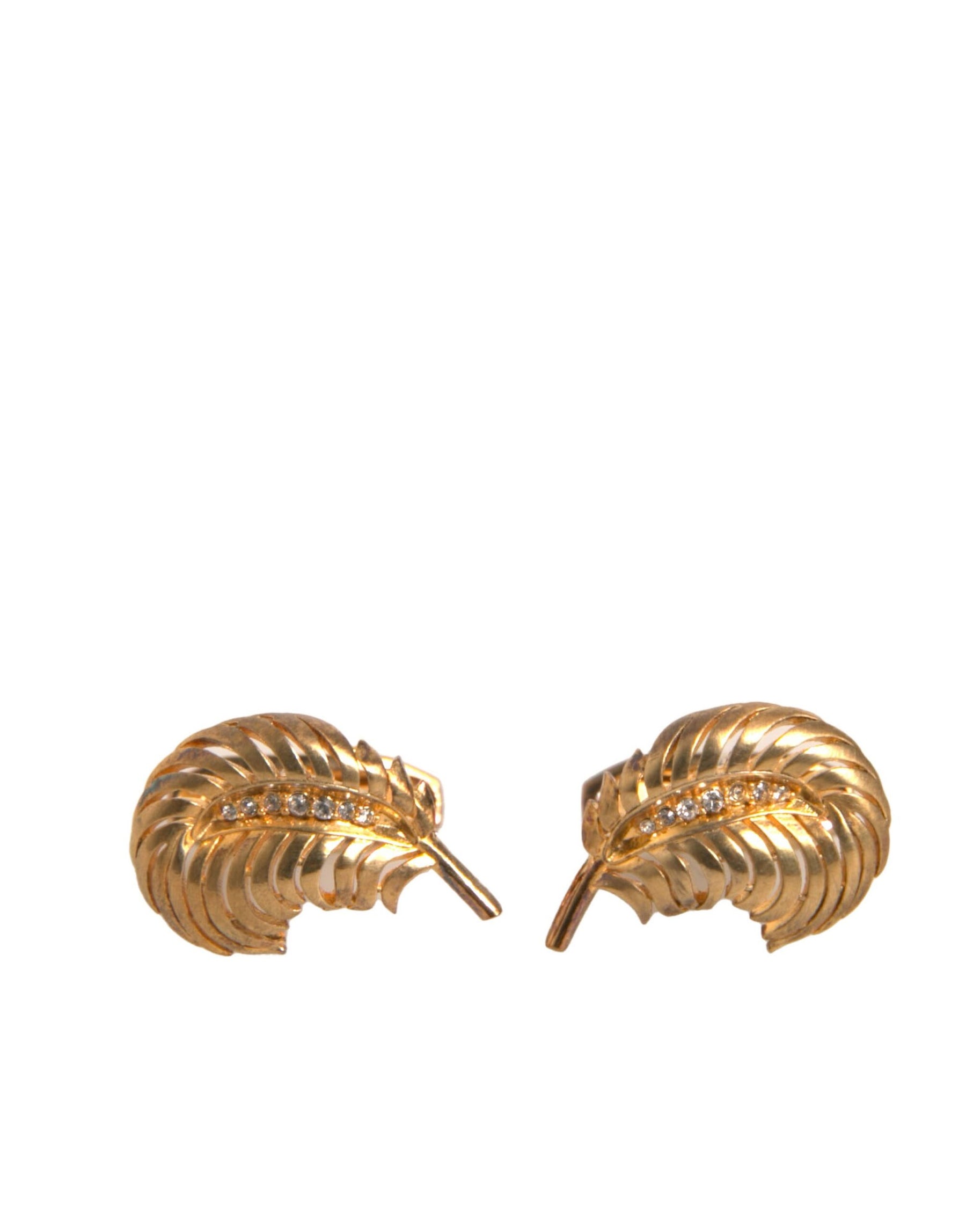 Dolce & Gabbana Gold 925 Sterling Silver Crystal Leaf Cufflink | Regal Royce