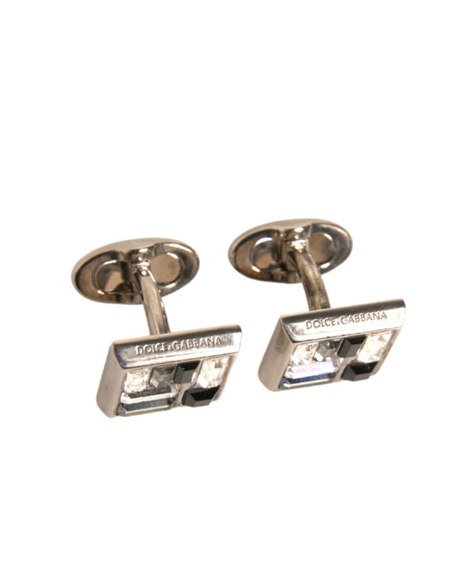 Dolce & Gabbana Silver Plated Brass Pin Crystal Cufflinks | Regal Royce