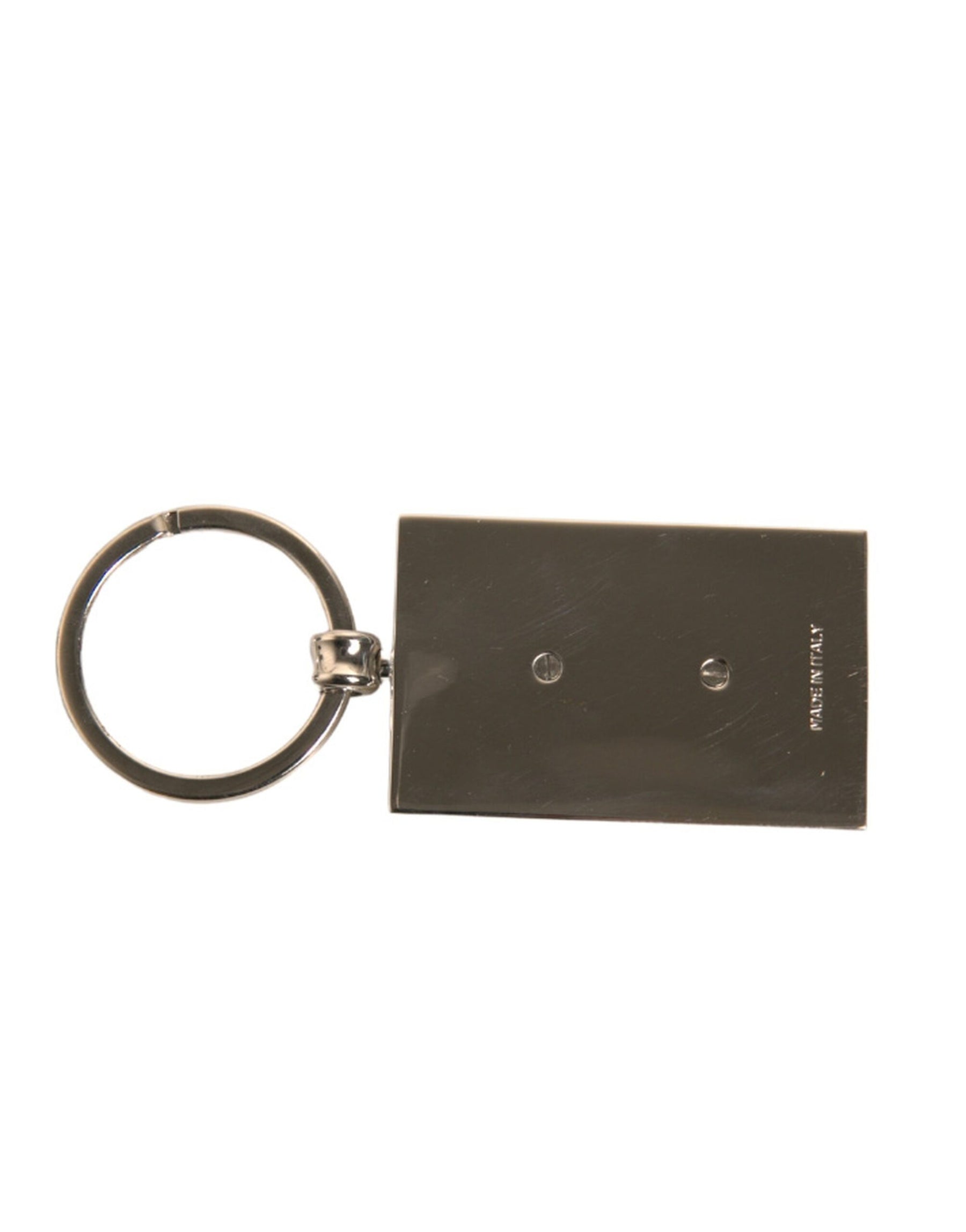 Dolce & Gabbana Black Leather Logo Metal Ring Keychain Keyring | Regal Royce