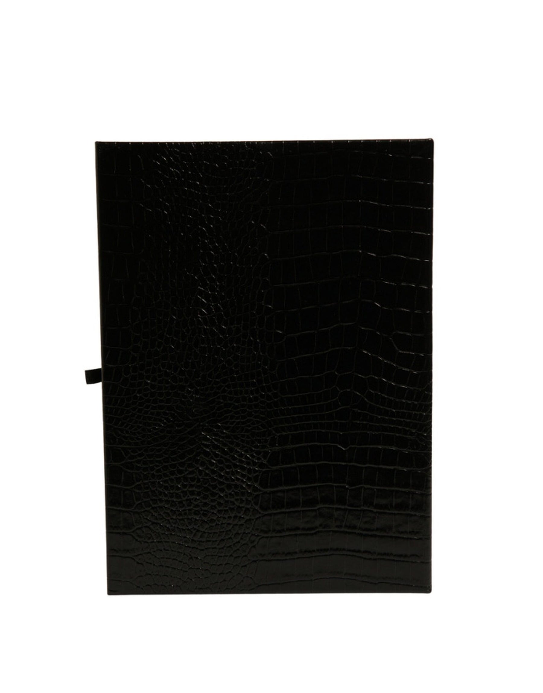 Dolce & Gabbana Elegant Black Leather Logo Plaque Holder Catalogue Case | Regal Royce