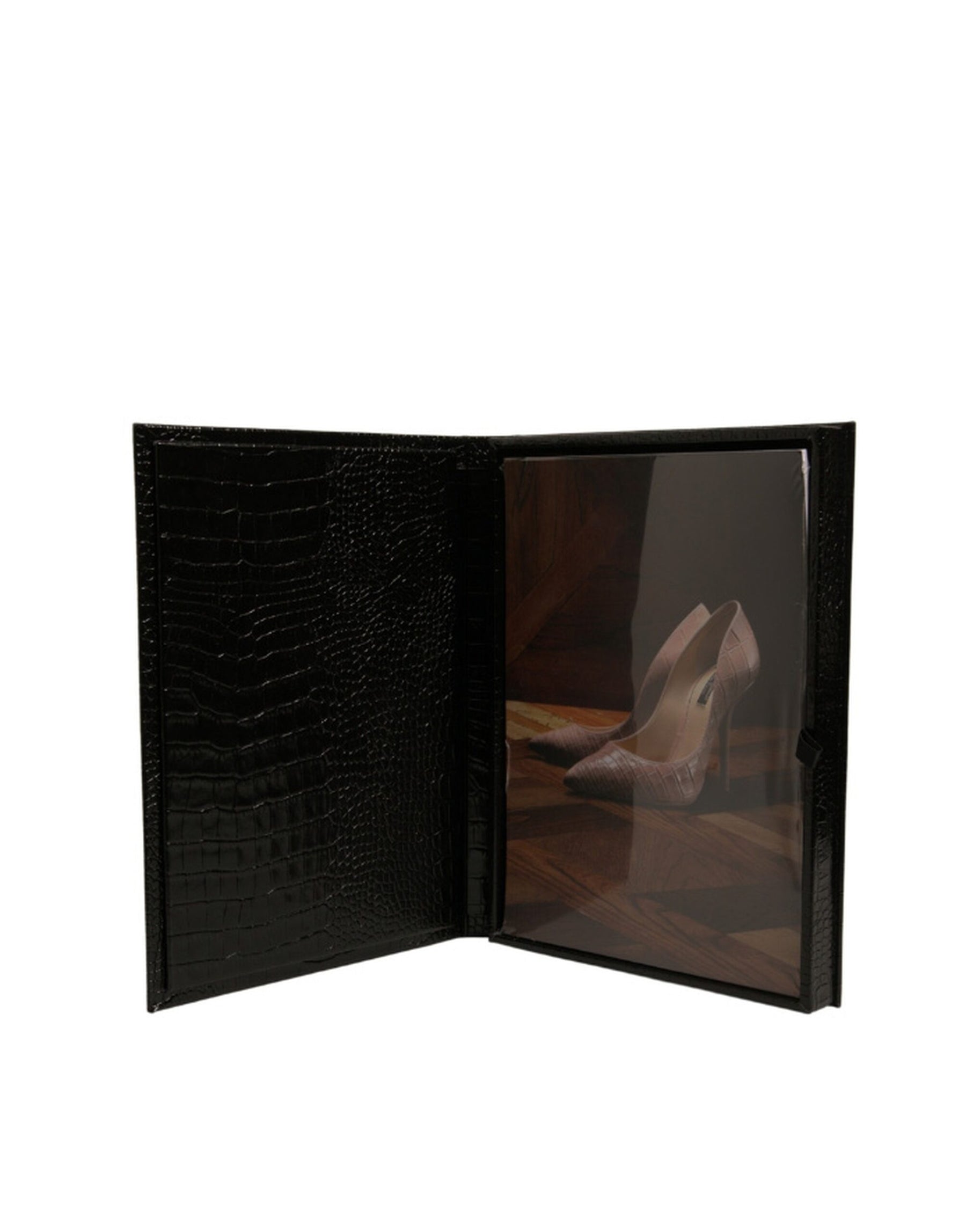 Dolce & Gabbana Elegant Black Leather Logo Plaque Holder Catalogue Case | Regal Royce