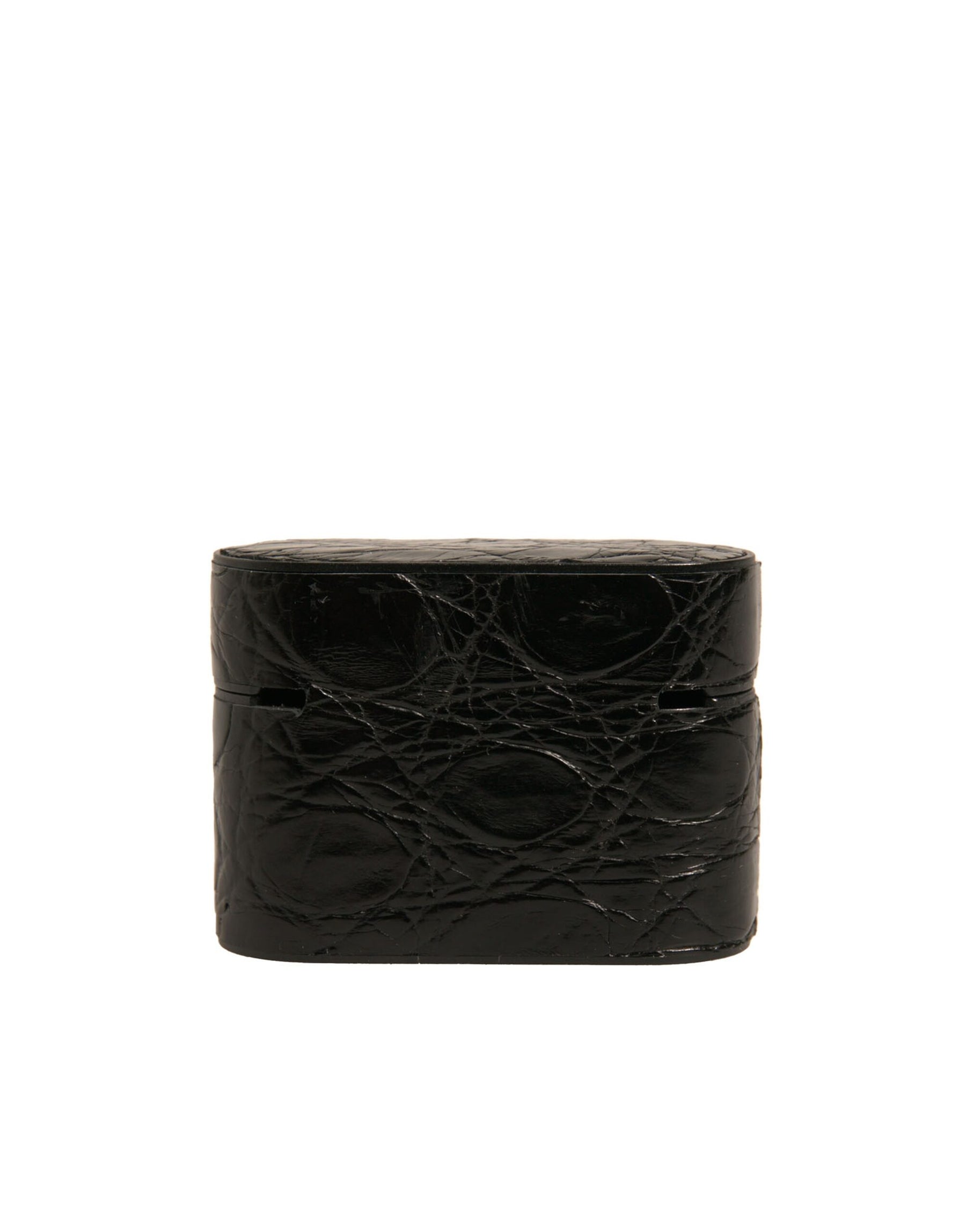 Dolce & Gabbana Black Leather Metal Logo Plaque Holder Airpods Case | Regal Royce