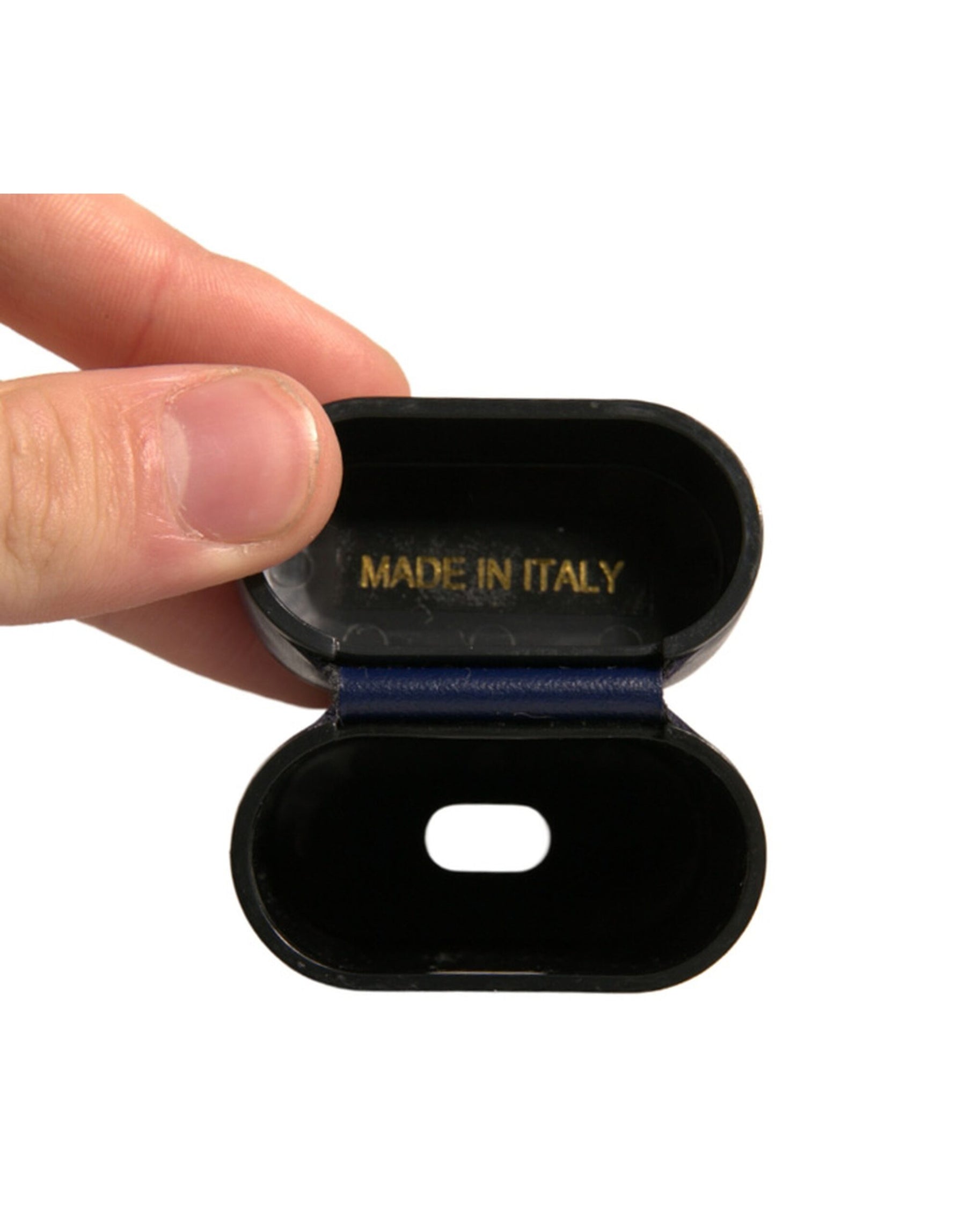Dolce & Gabbana Blue Leather Logo Print Flip Holder Airpods Case | Regal Royce