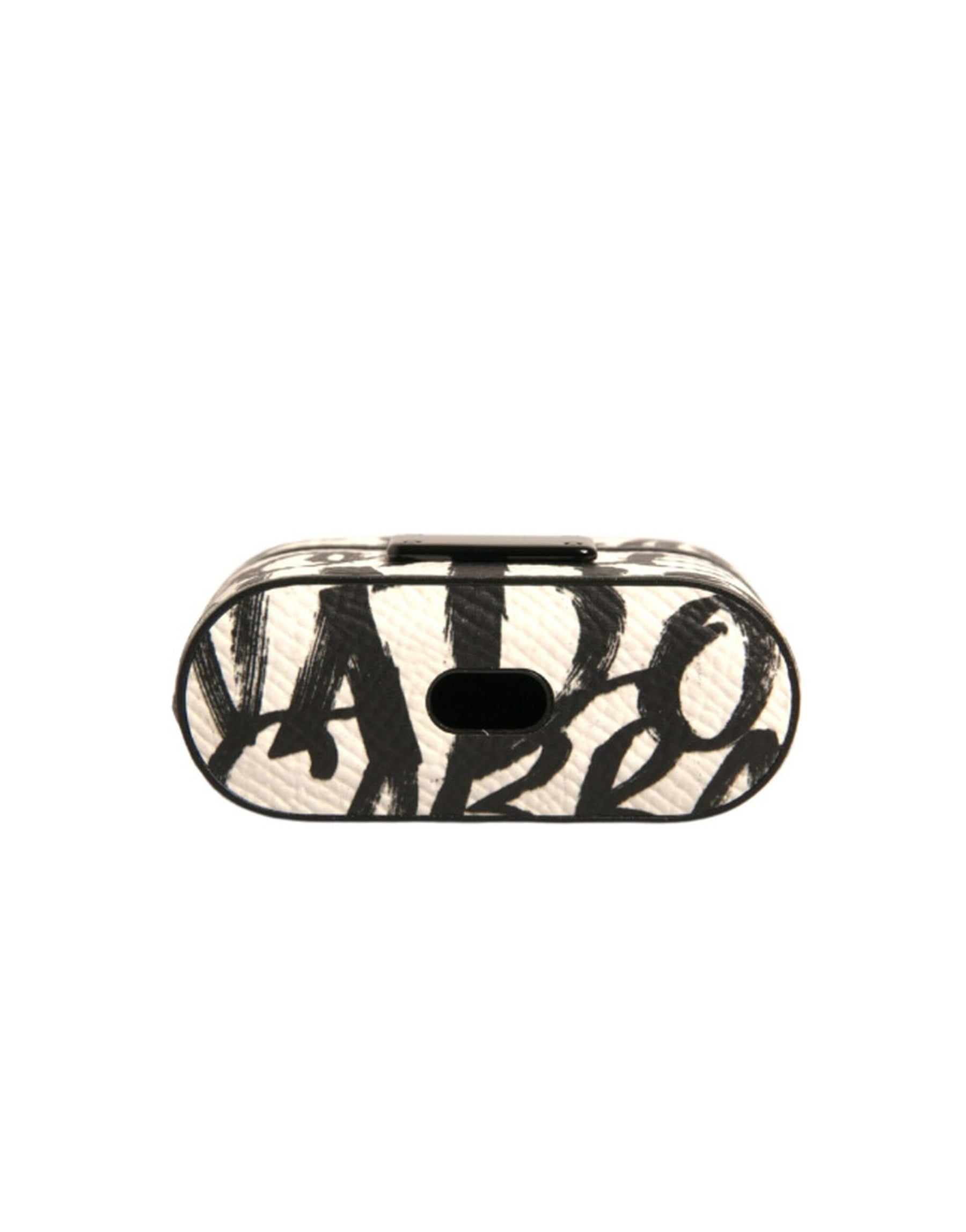 Dolce & Gabbana Black White Leather Scribble Embossed Logo Airpods Case | Regal Royce