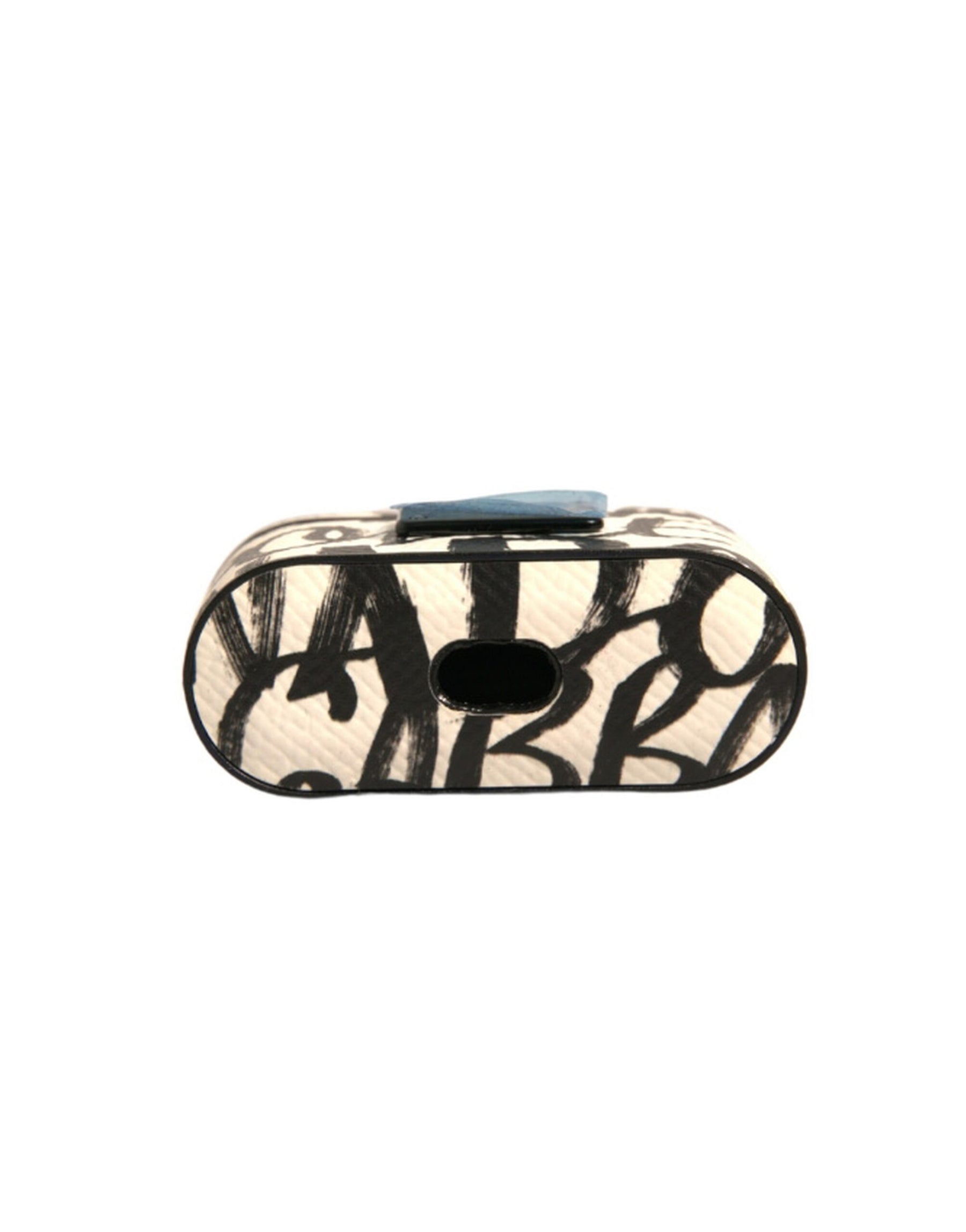 Dolce & Gabbana Black White Leather Scribble Embossed Logo Airpods Case | Regal Royce