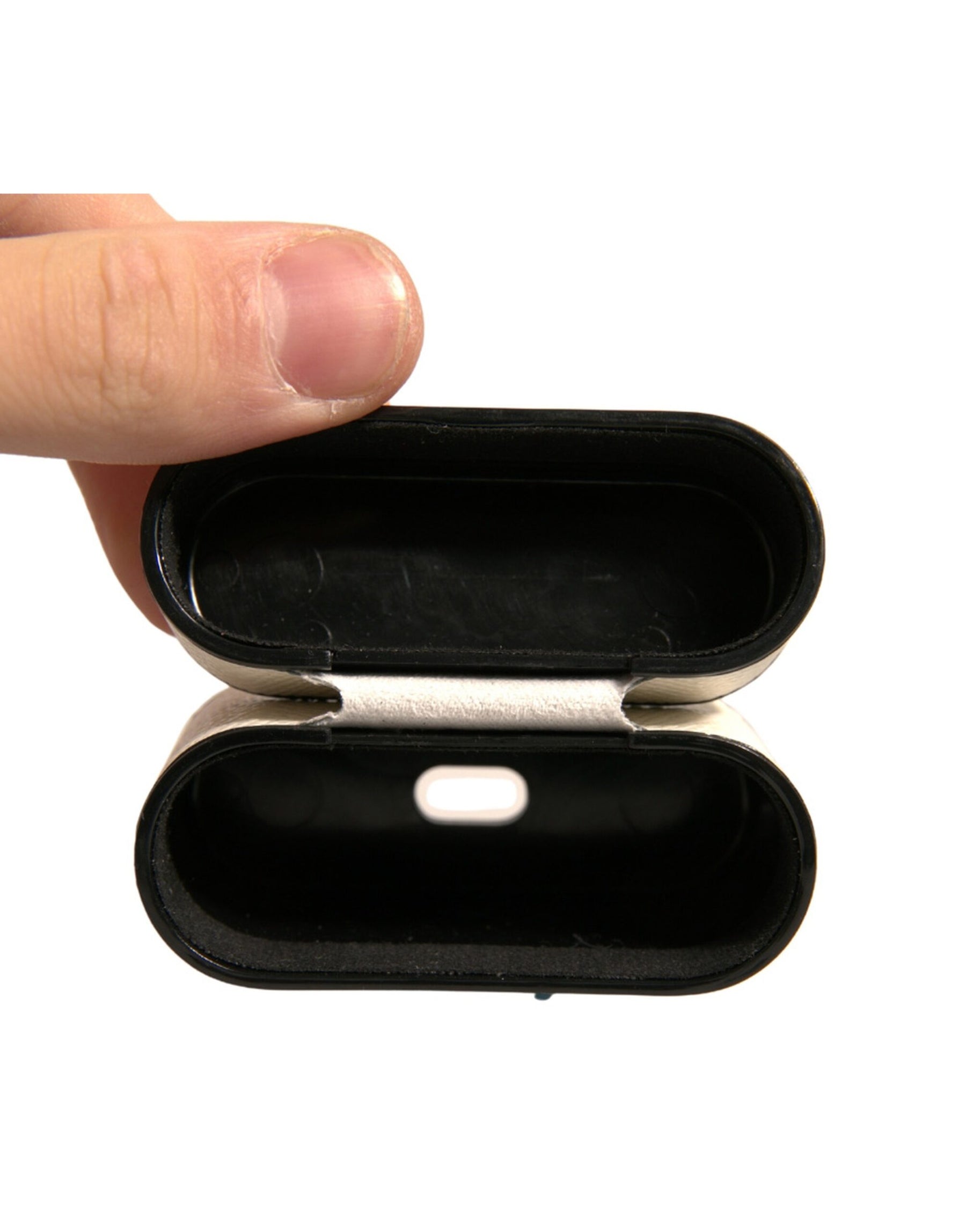 Dolce & Gabbana White Leather Metal Logo Plaque Holder Airpods Case | Regal Royce