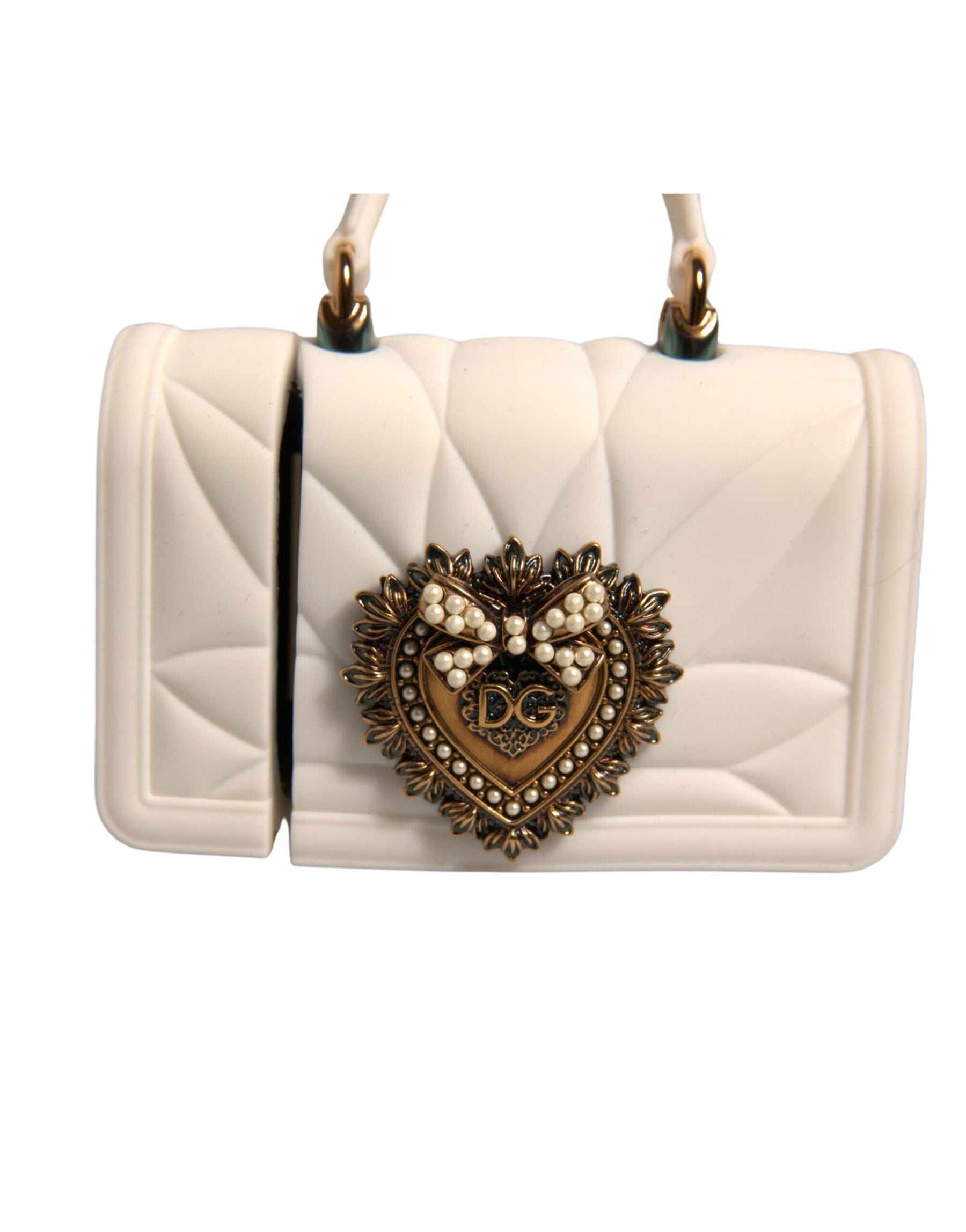 Dolce & Gabbana White Silicone Devotion Heart Cover Hand Bag Airpod Case | Regal Royce