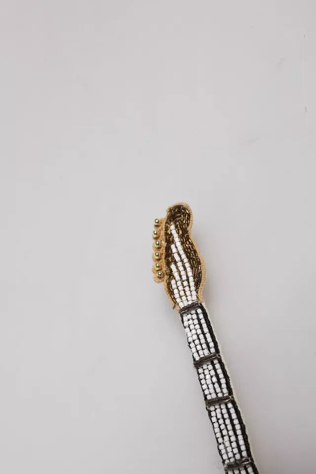 Dolce & Gabbana Gold Brass Beaded Guitar Pin Brooch | Regal Royce