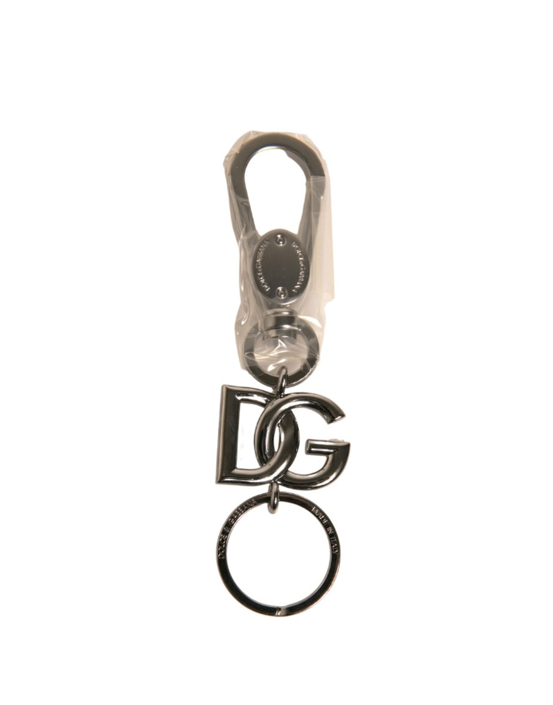 Dolce & Gabbana Silver Brass DG Logo Keychain Metal Ring Keyring | Regal Royce