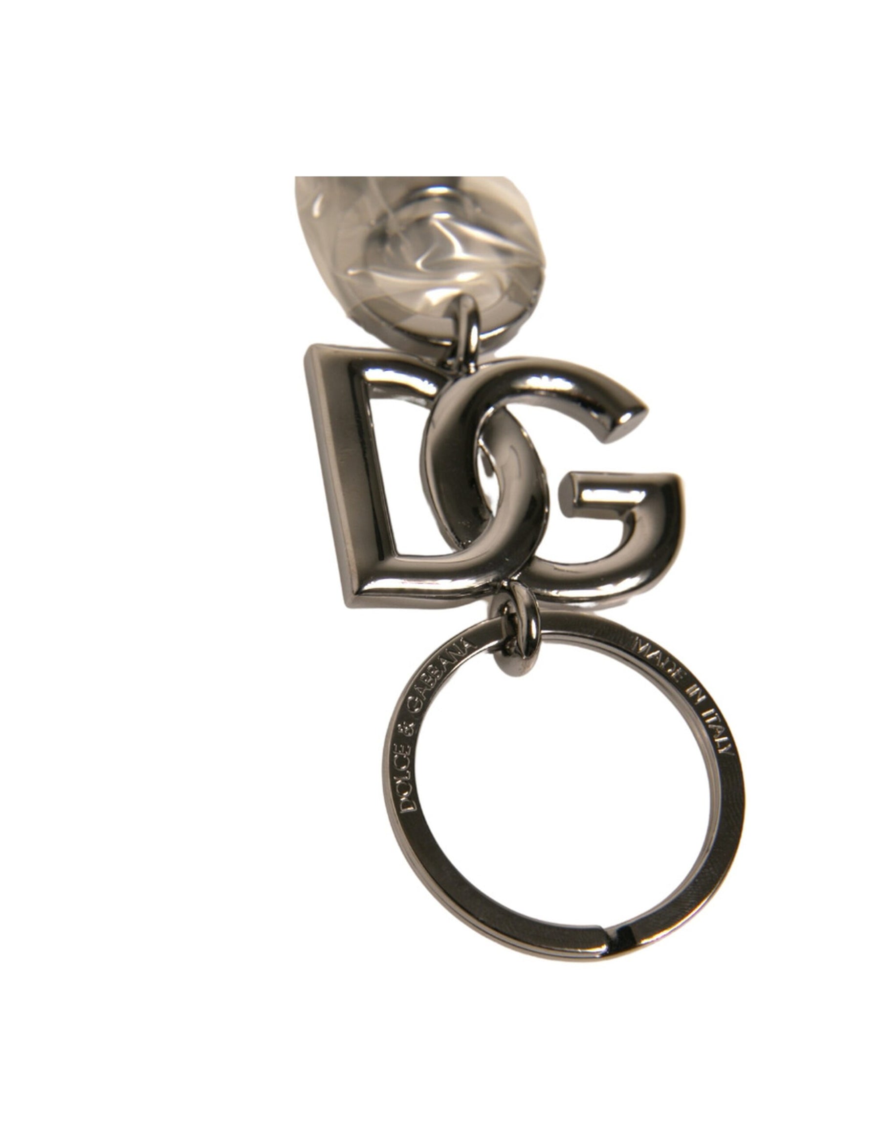 Dolce & Gabbana Silver Brass DG Logo Keychain Metal Ring Keyring | Regal Royce