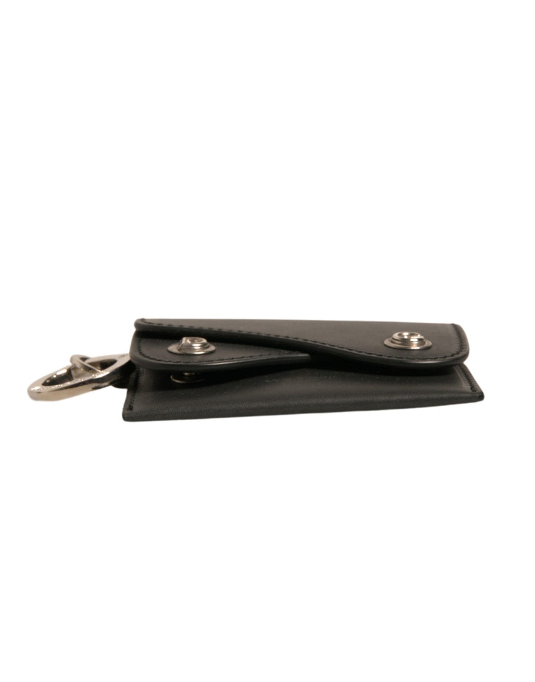 Dolce & Gabbana Black Leather Card Case Keychain Key Holder | Regal Royce