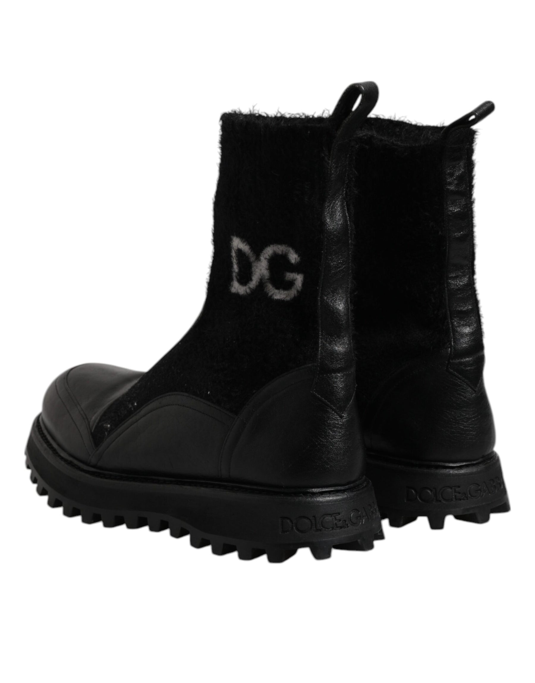 Dolce & Gabbana Black DG Logo Horse Sock Ankle Boots Shoes | Regal Royce