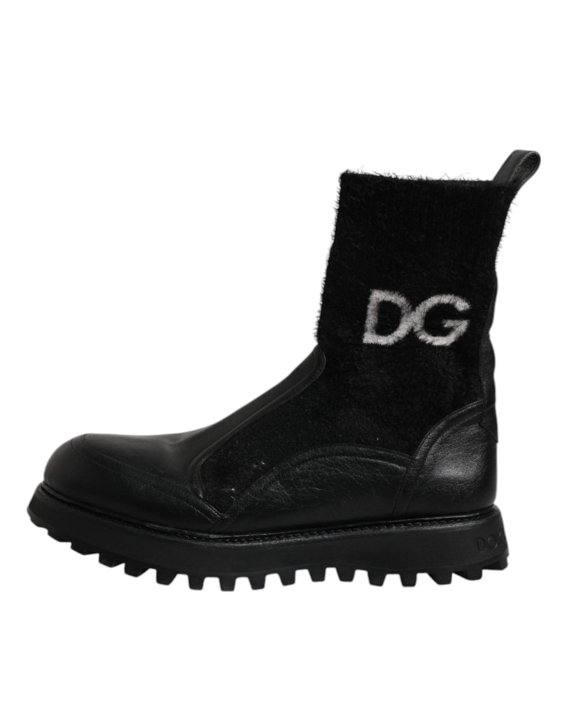 Dolce & Gabbana Black DG Logo Horse Sock Ankle Boots Shoes | Regal Royce