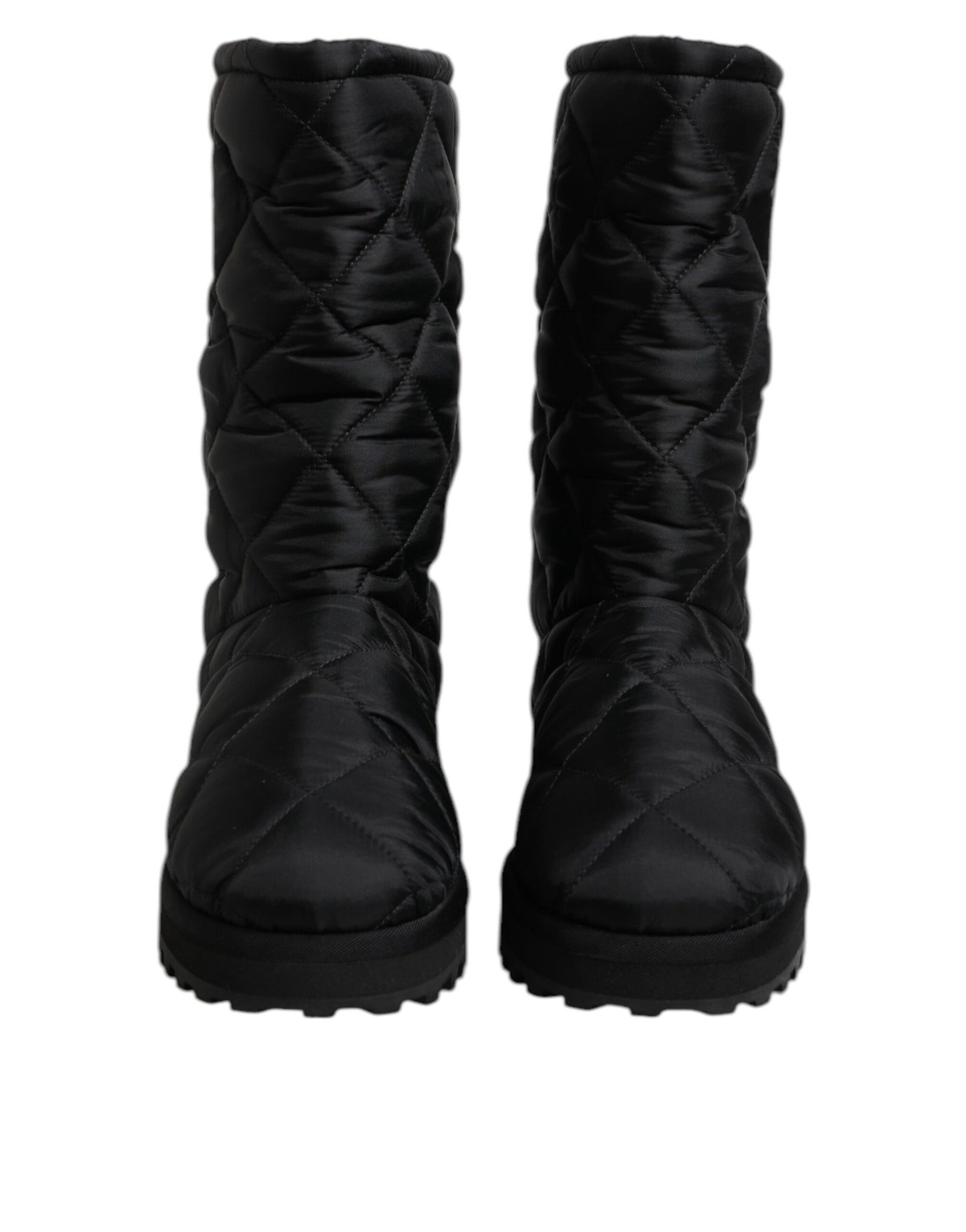 Dolce & Gabbana Black Polyester Padded Mid Calf Boots Winter Shoes | Regal Royce