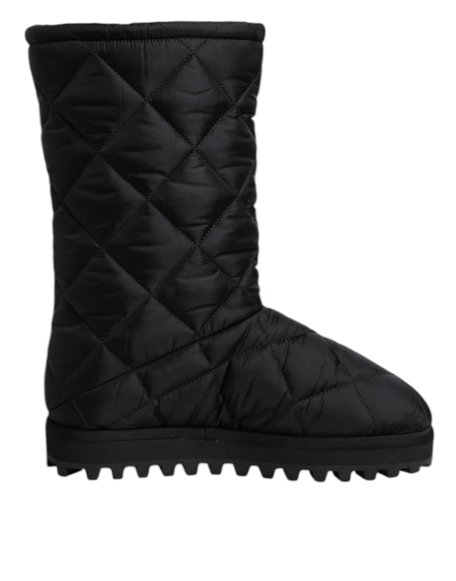 Dolce & Gabbana Black Polyester Padded Mid Calf Boots Winter Shoes | Regal Royce