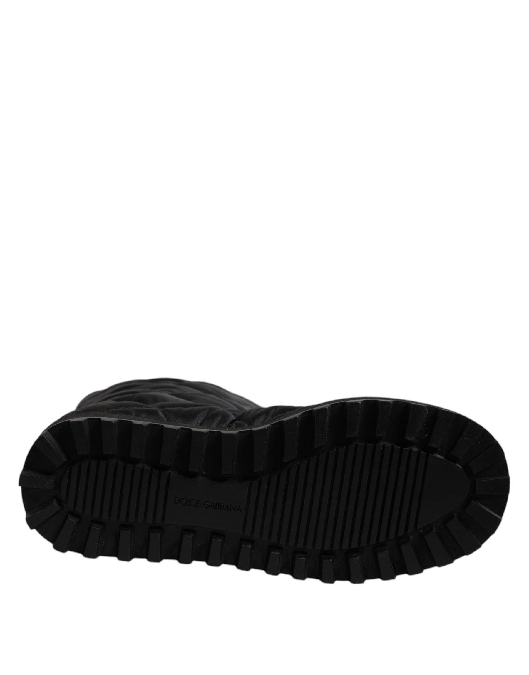 Dolce & Gabbana Black Polyester Padded Mid Calf Boots Winter Shoes | Regal Royce