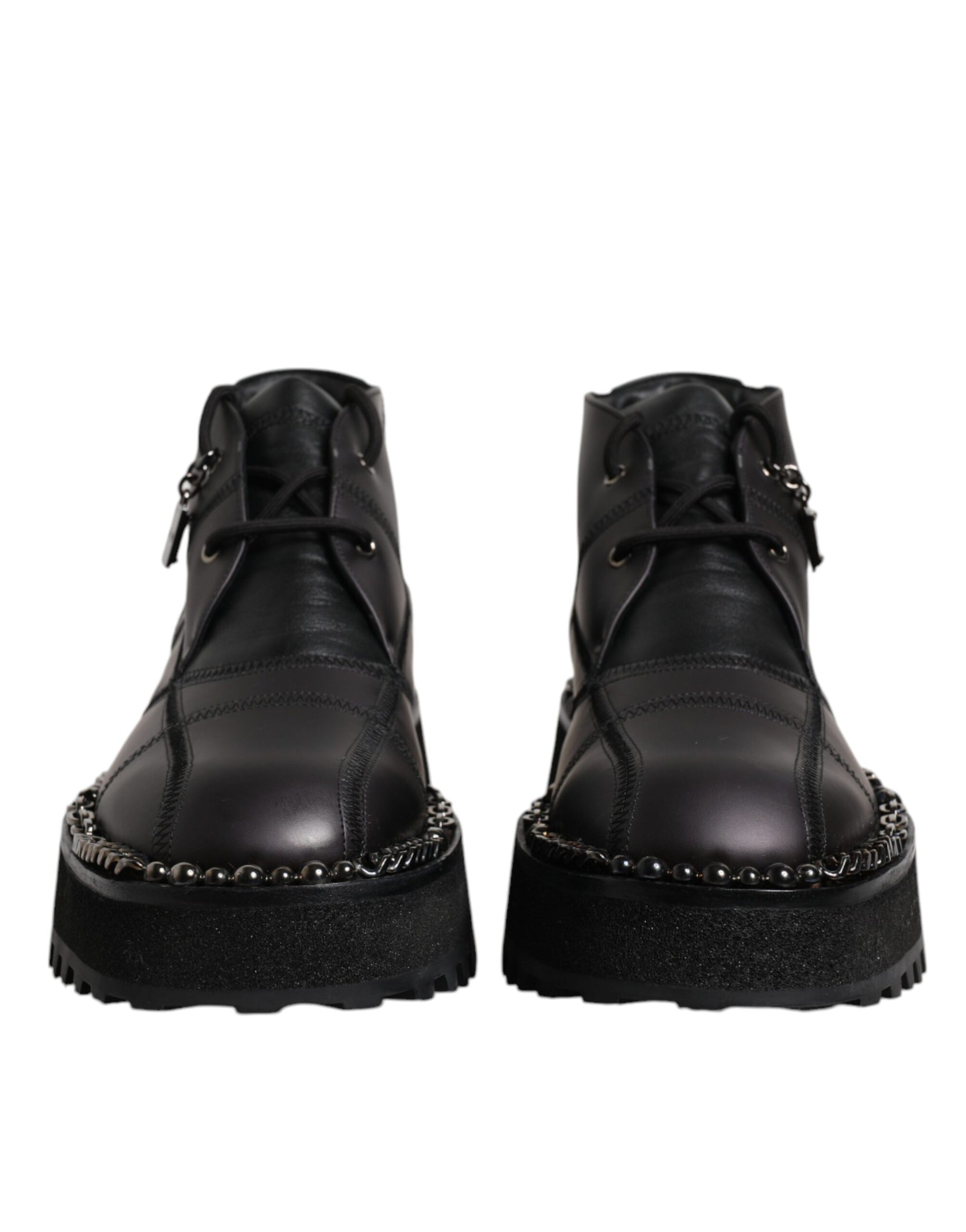 Dolce & Gabbana Black Leather Lace Up Ankle Boots Shoes | Regal Royce