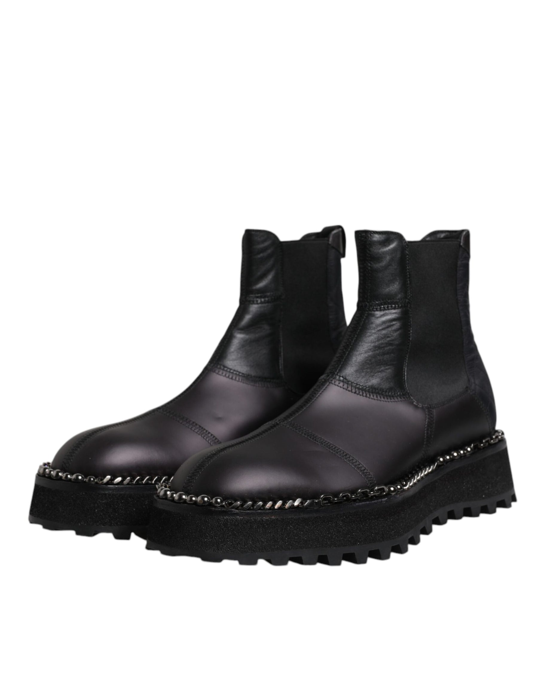 Dolce & Gabbana Black Chelsea Boots Leather Slip On Shoes | Regal Royce
