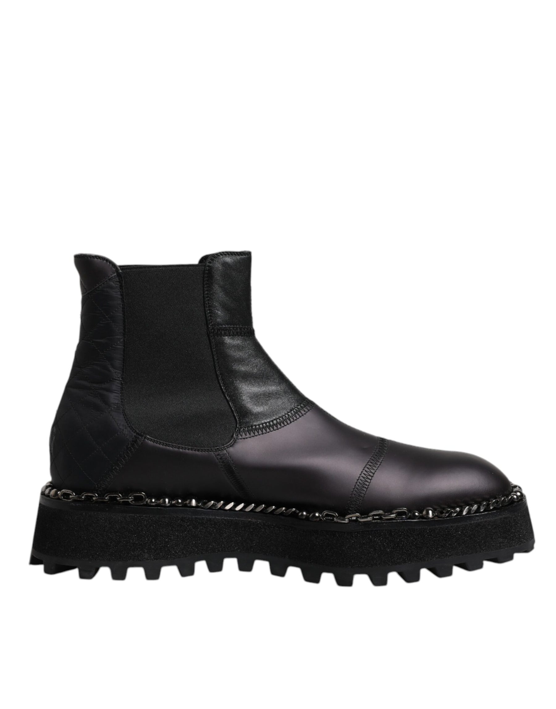 Dolce & Gabbana Black Chelsea Boots Leather Slip On Shoes | Regal Royce