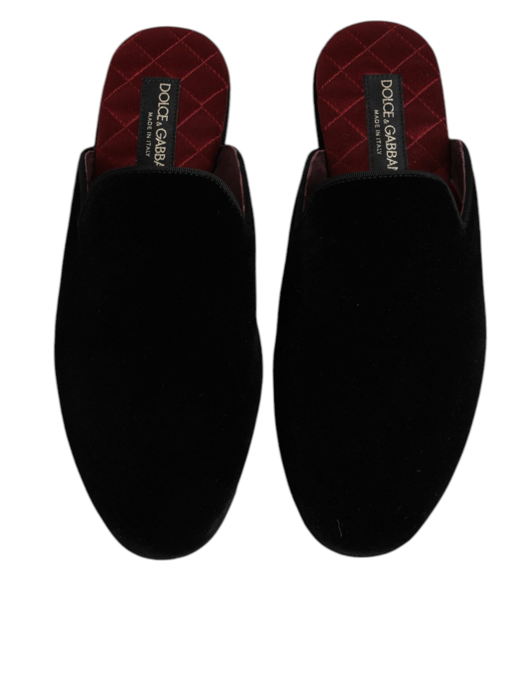 Dolce & Gabbana Black Viscose Velvet Slides Flat Slipper Shoes | Regal Royce