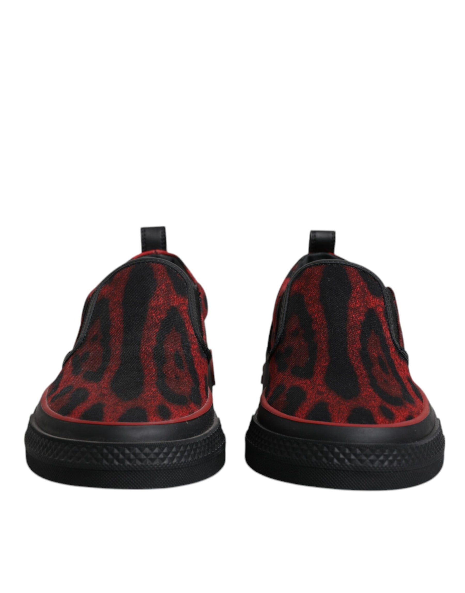 Dolce & Gabbana Red Black Leopard Cotton Men Low Top Sneakers Shoes | Regal Royce
