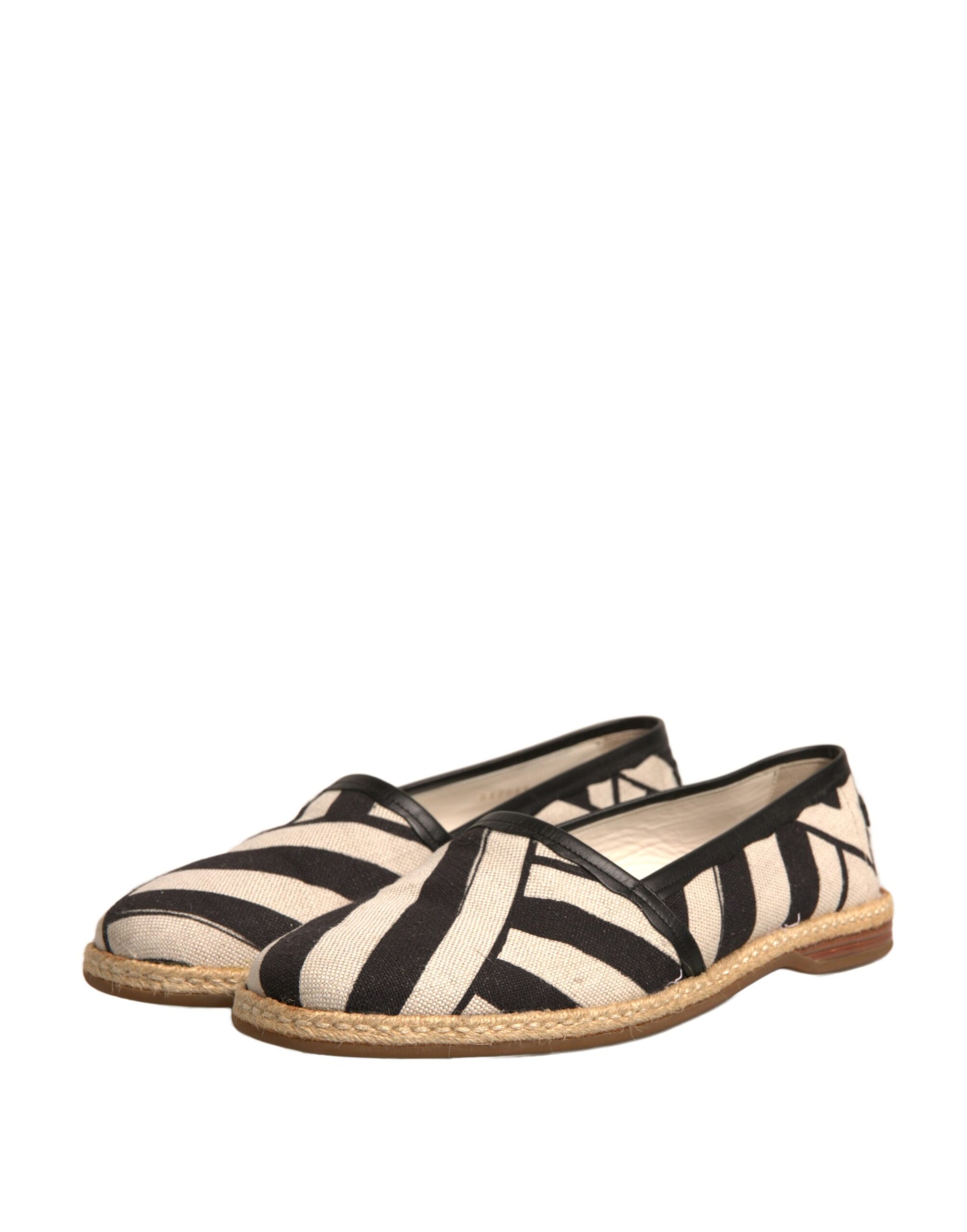 Dolce & Gabbana Black White Stripes Slip On Espadrille Shoes | Regal Royce