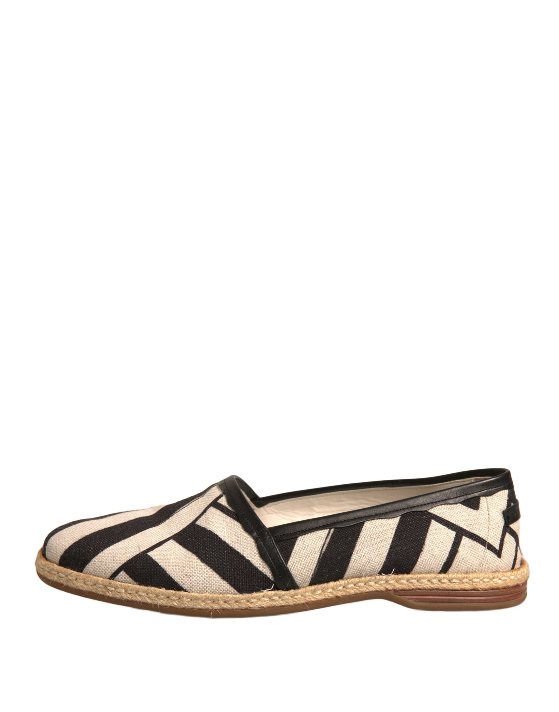 Dolce & Gabbana Black White Stripes Slip On Espadrille Shoes | Regal Royce