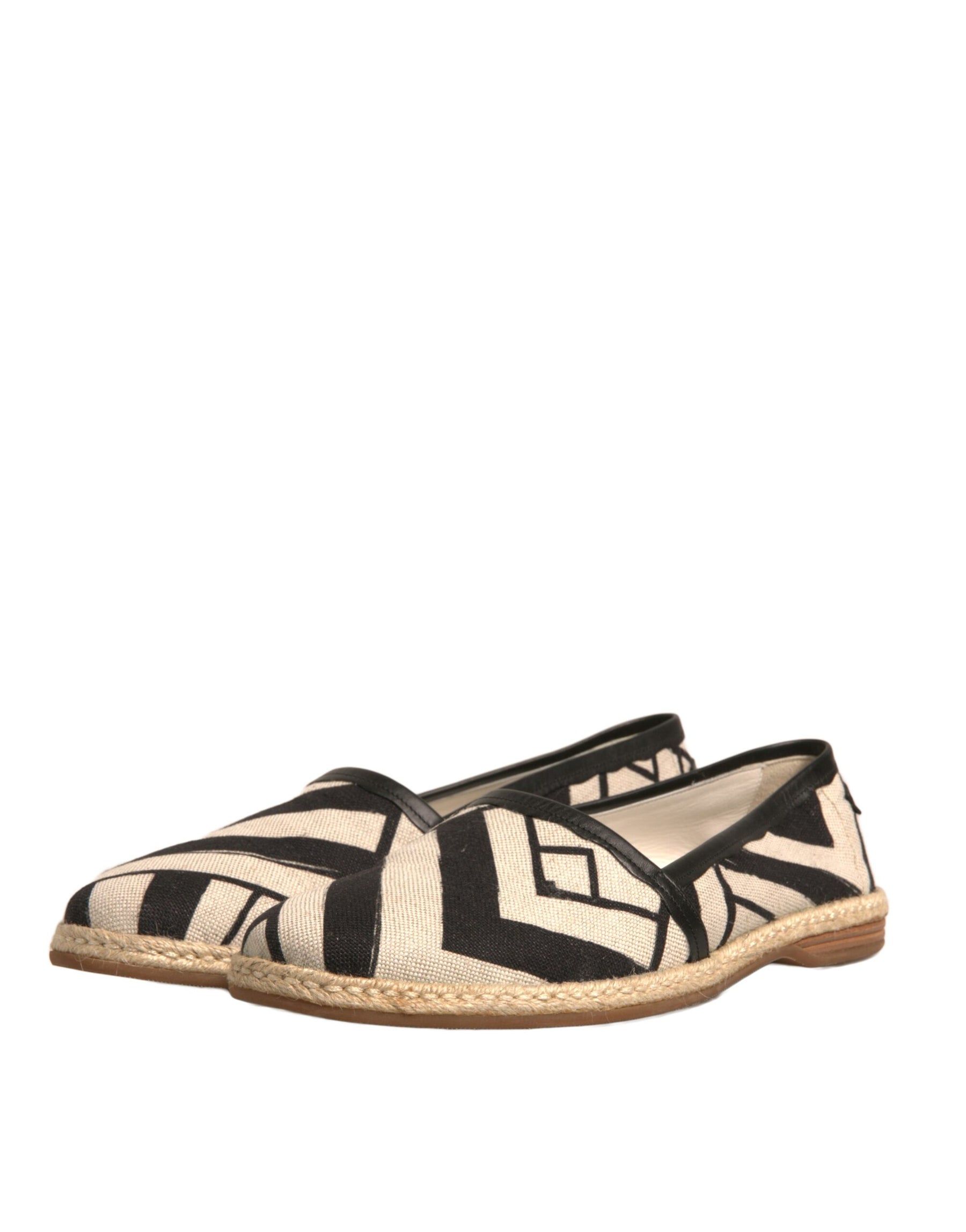 Dolce & Gabbana Black White Stripes Slip On Espadrille Shoes | Regal Royce