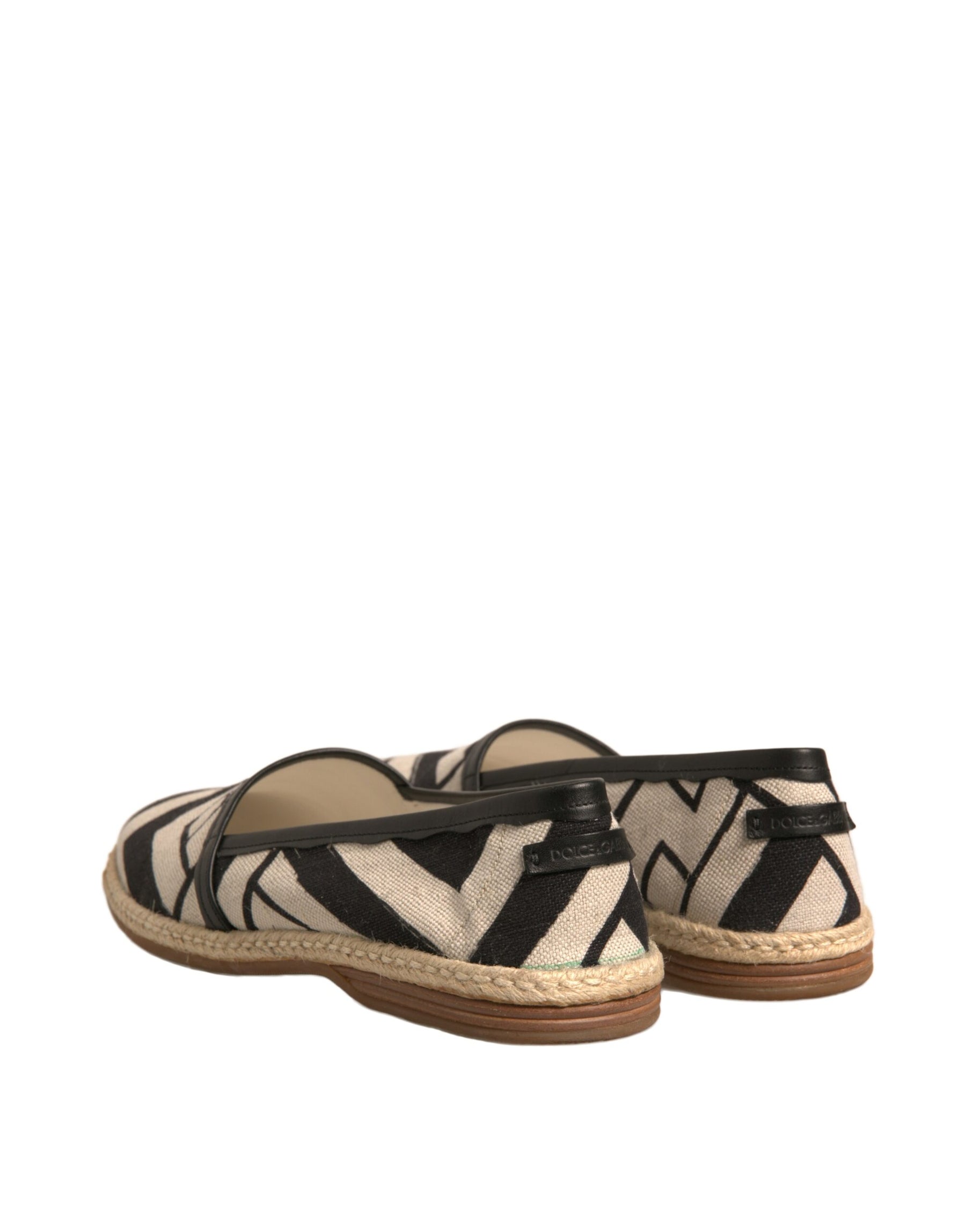 Dolce & Gabbana Black White Stripes Slip On Espadrille Shoes | Regal Royce