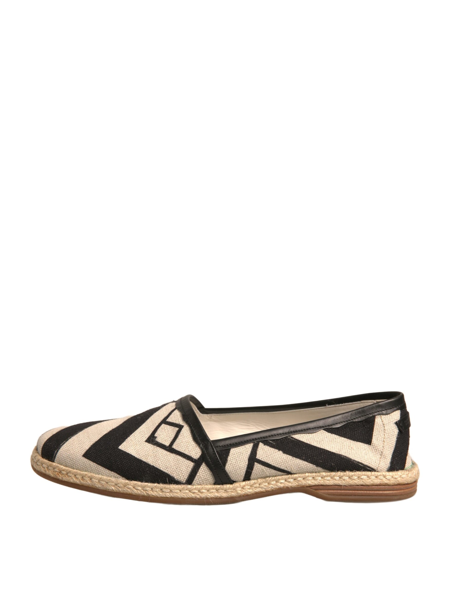 Dolce & Gabbana Black White Stripes Slip On Espadrille Shoes | Regal Royce