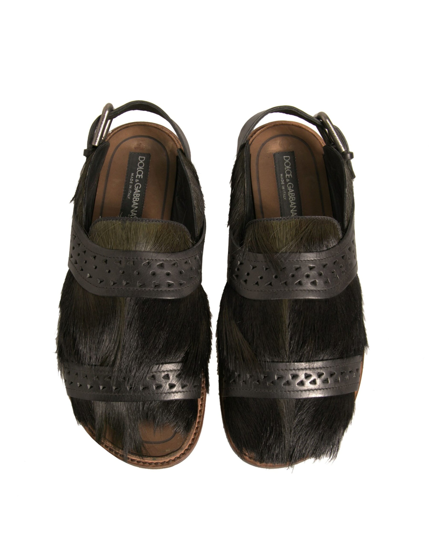 Dolce & Gabbana Green Gazelle Hair Leather Flats Sandals Shoes | Regal Royce