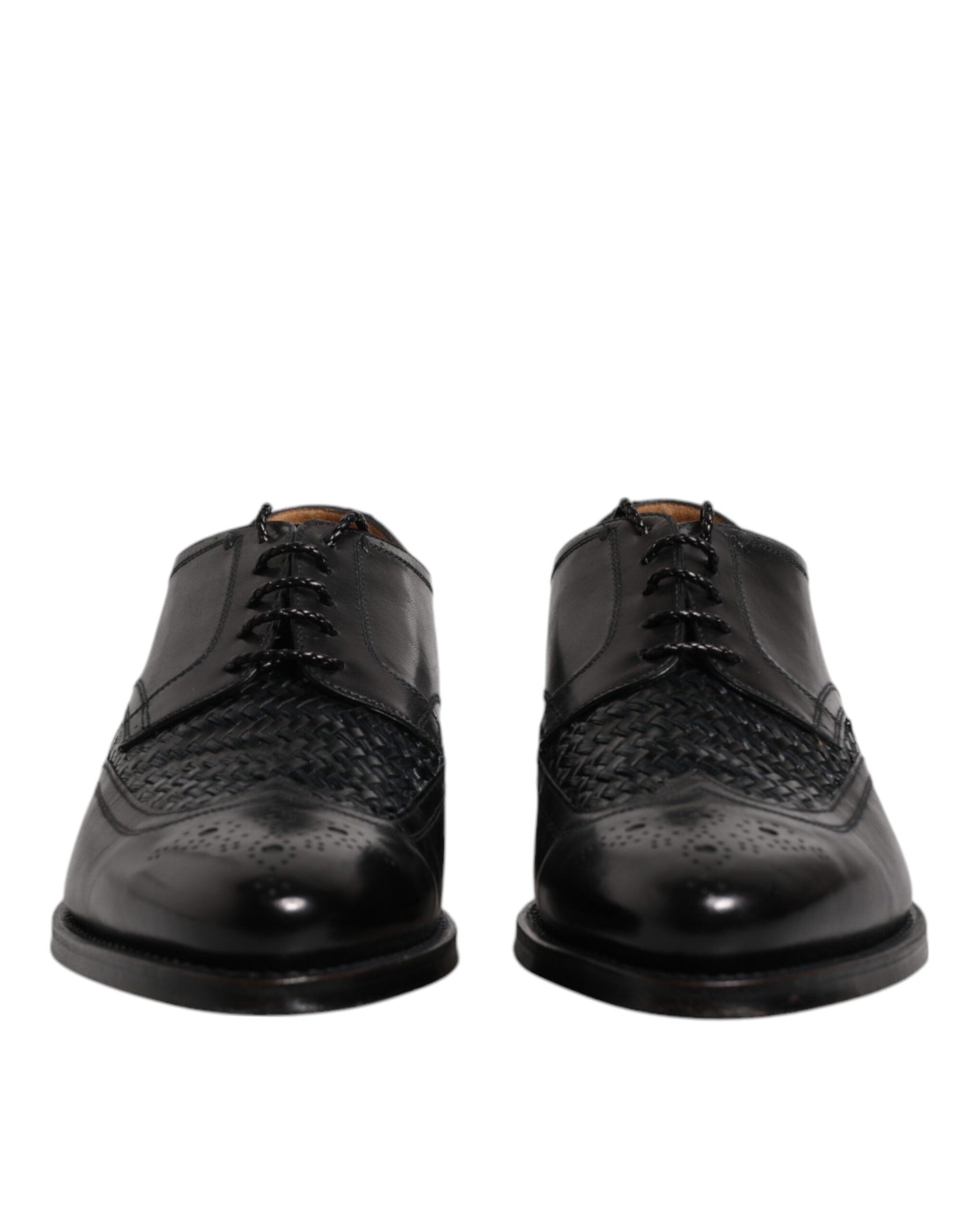 Dolce & Gabbana Black Leather Derby Wingtip Lace Up Formal Dress Shoes | Regal Royce