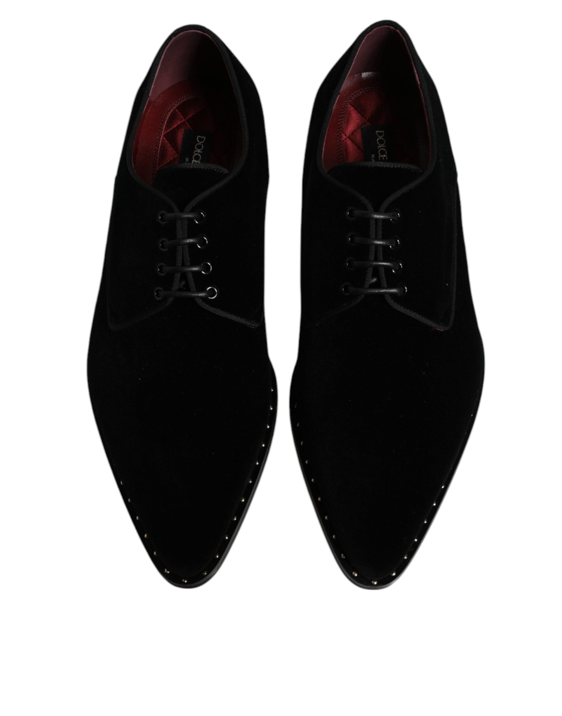 Dolce & Gabbana Black Velvet Cotton Lace Up Derby Shoes | Regal Royce