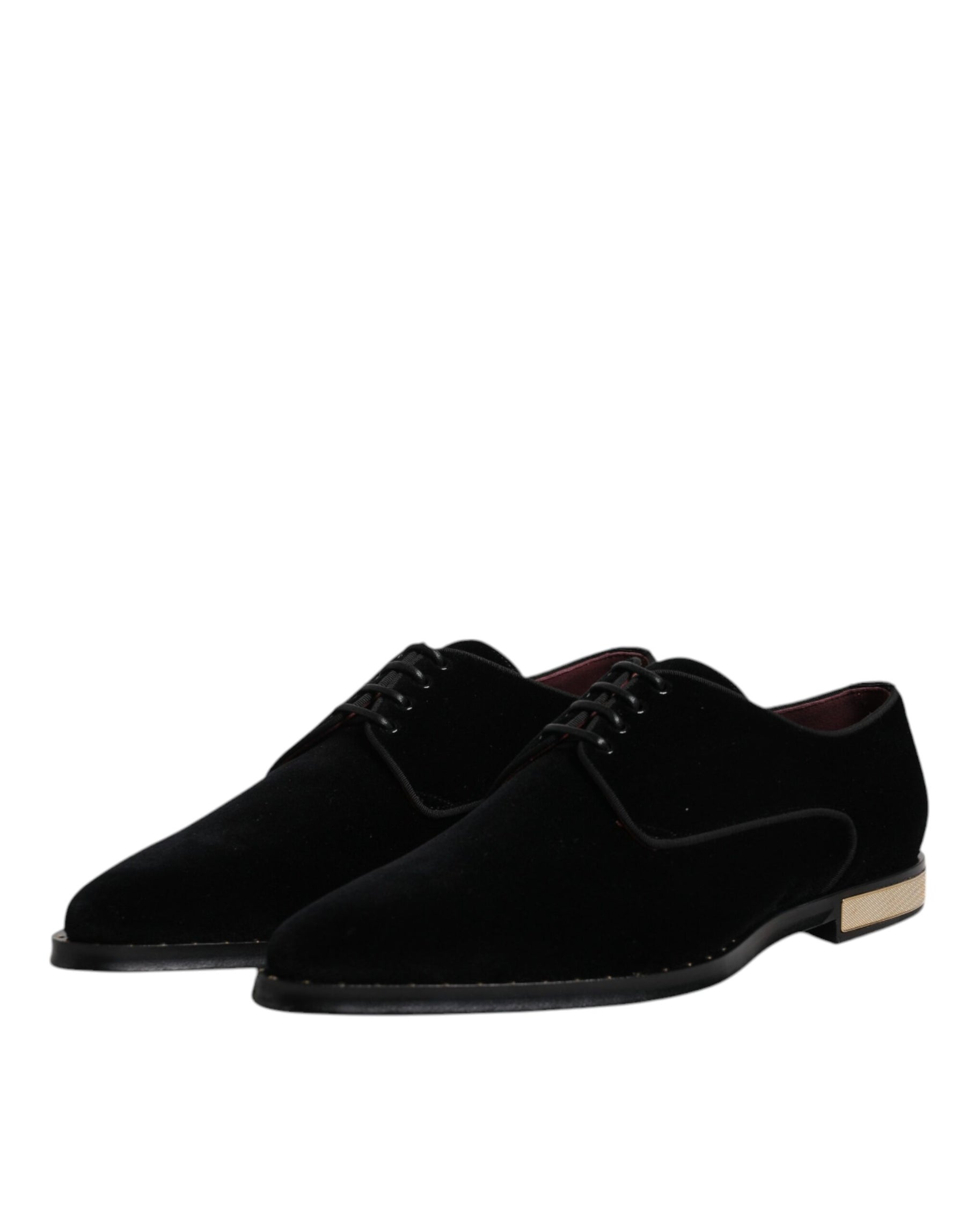 Dolce & Gabbana Black Velvet Cotton Lace Up Derby Shoes | Regal Royce