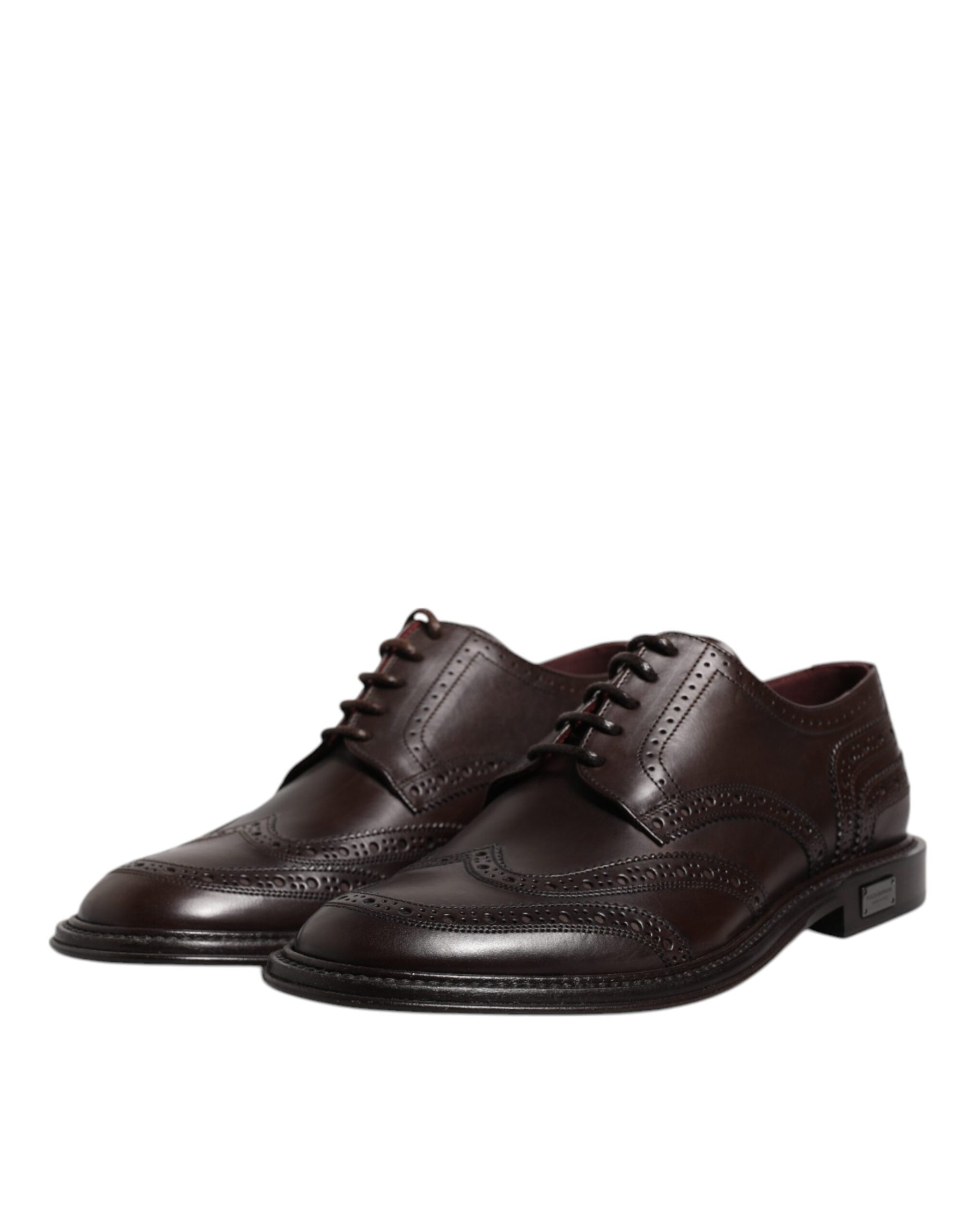 Dolce & Gabbana Brown Leather Derby Wingtip Lace Up Formal Dress Shoes | Regal Royce