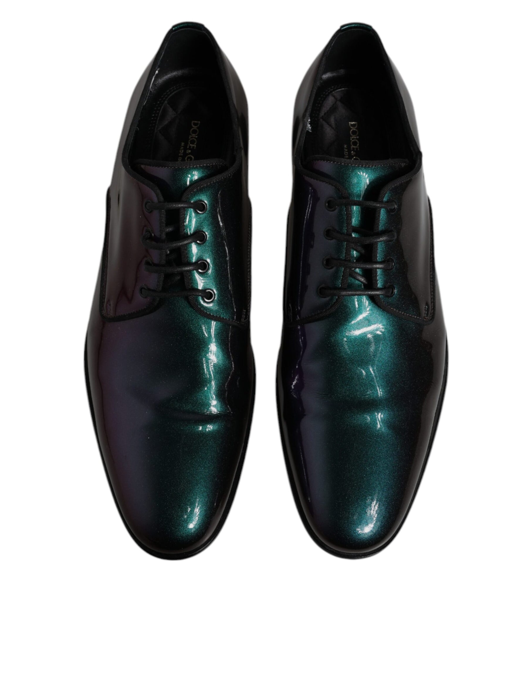 Dolce & Gabbana Multicolor Peacock Patent Leather Derby Men Dress Shoes | Regal Royce