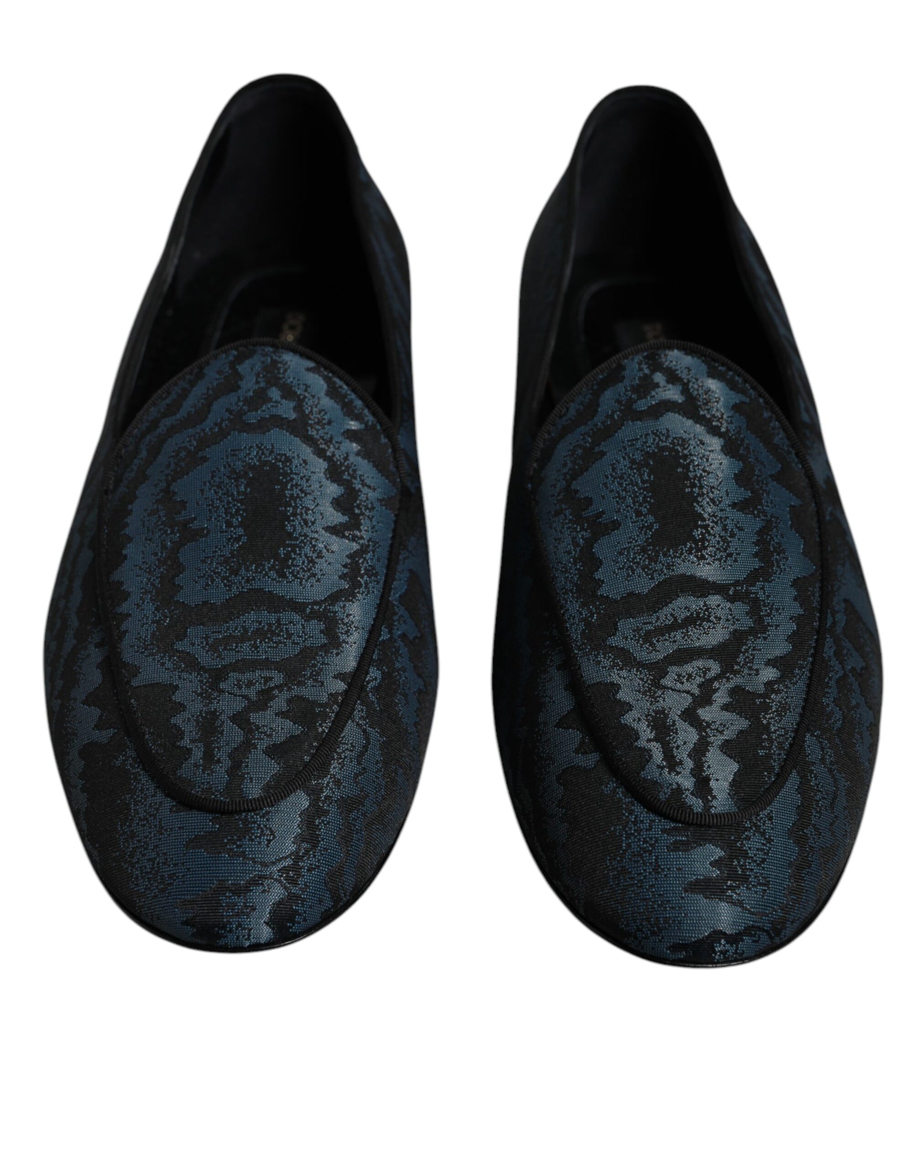 Dolce & Gabbana Blue Black Flats Men Loafers Dress Shoes | Regal Royce