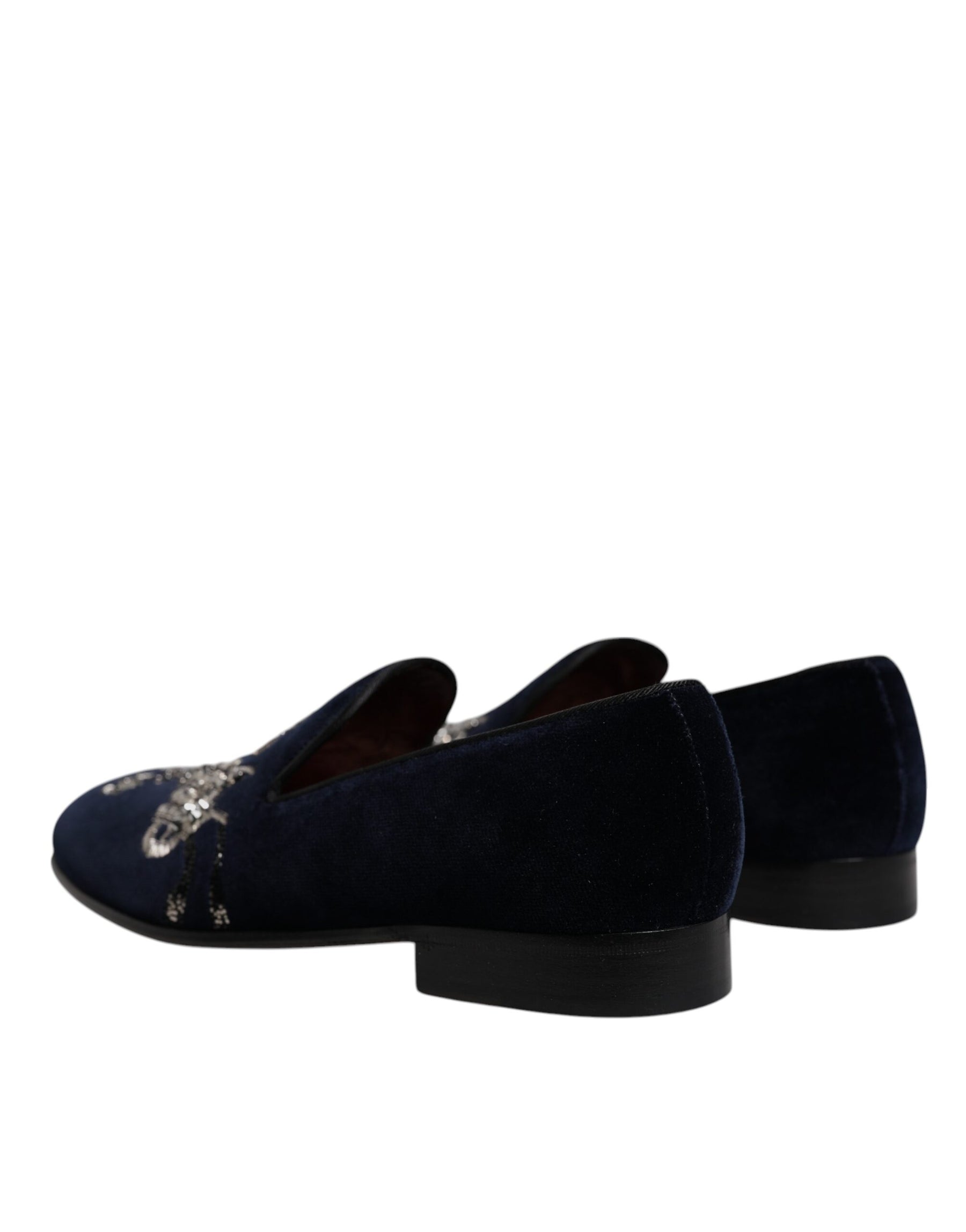 Dolce & Gabbana Black Velvet Floral Gun Loafers Dress Shoes | Regal Royce