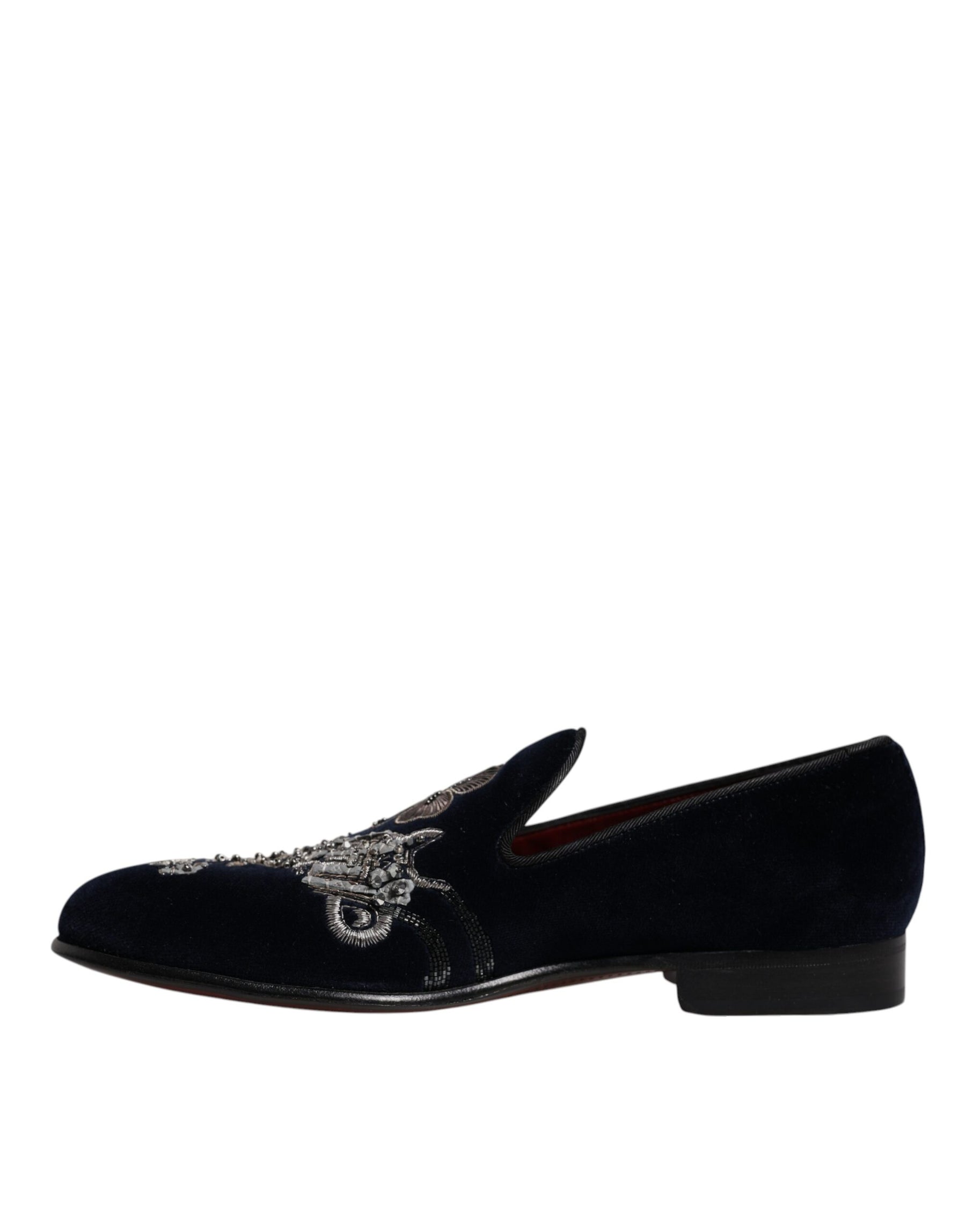 Dolce & Gabbana Black Velvet Floral Gun Loafers Dress Shoes | Regal Royce